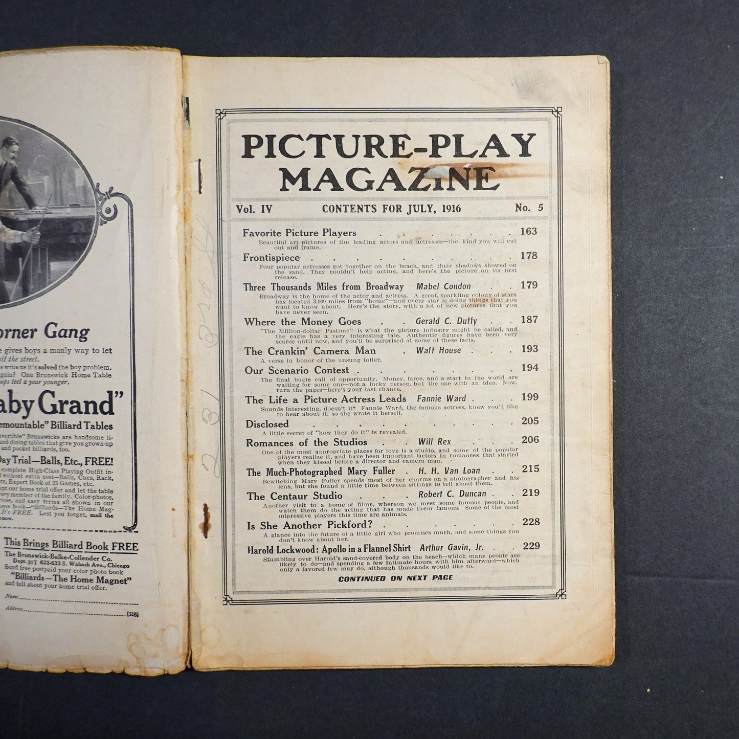 Picture Play Magazine - July 1916 - Vol.IV, No.5 - Fannie Ward - Motion Picture History