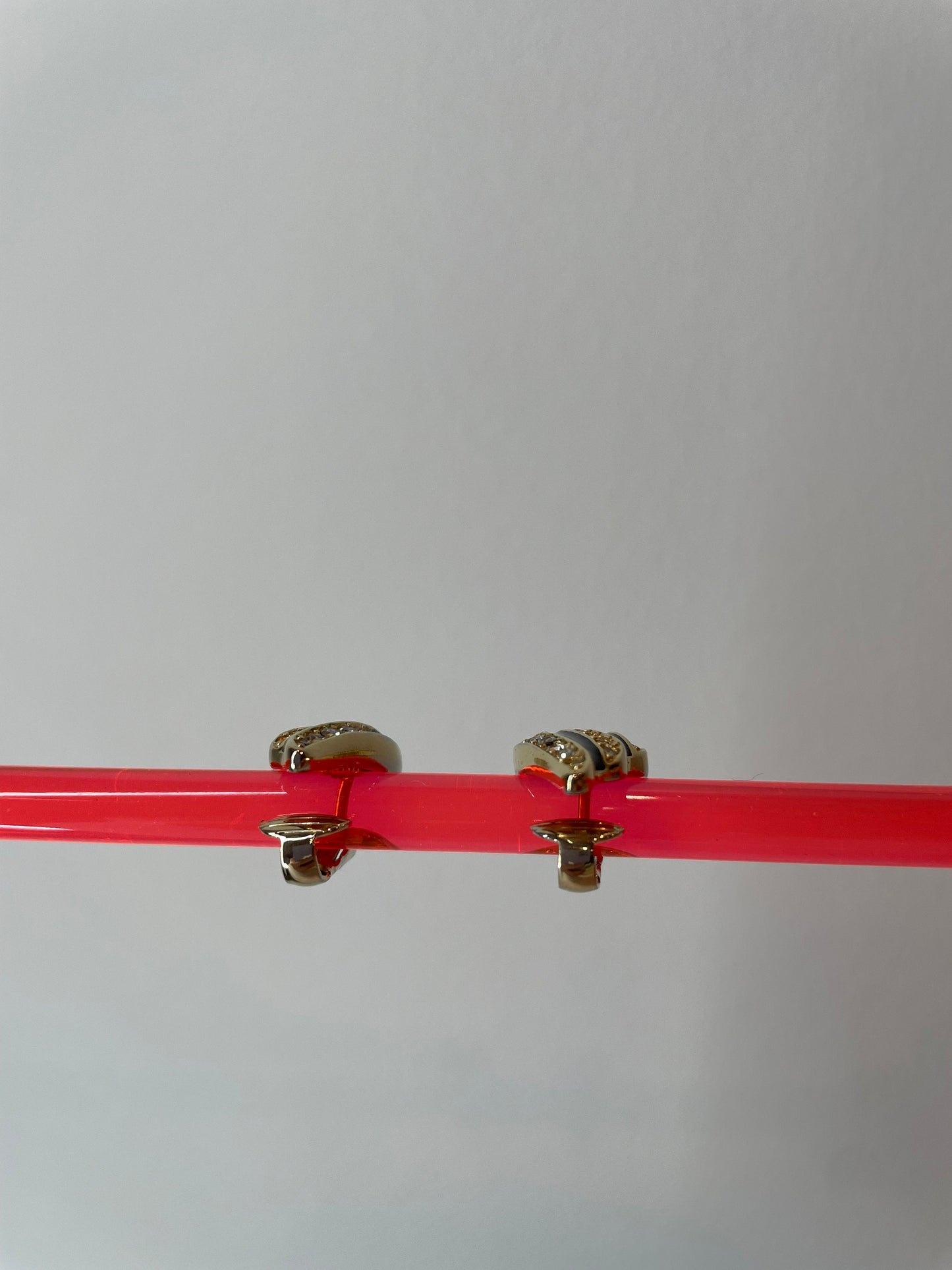 80's Christian Dior Gold, Enamel, Rhinestone Earrings - Vintage Dior Jewelry