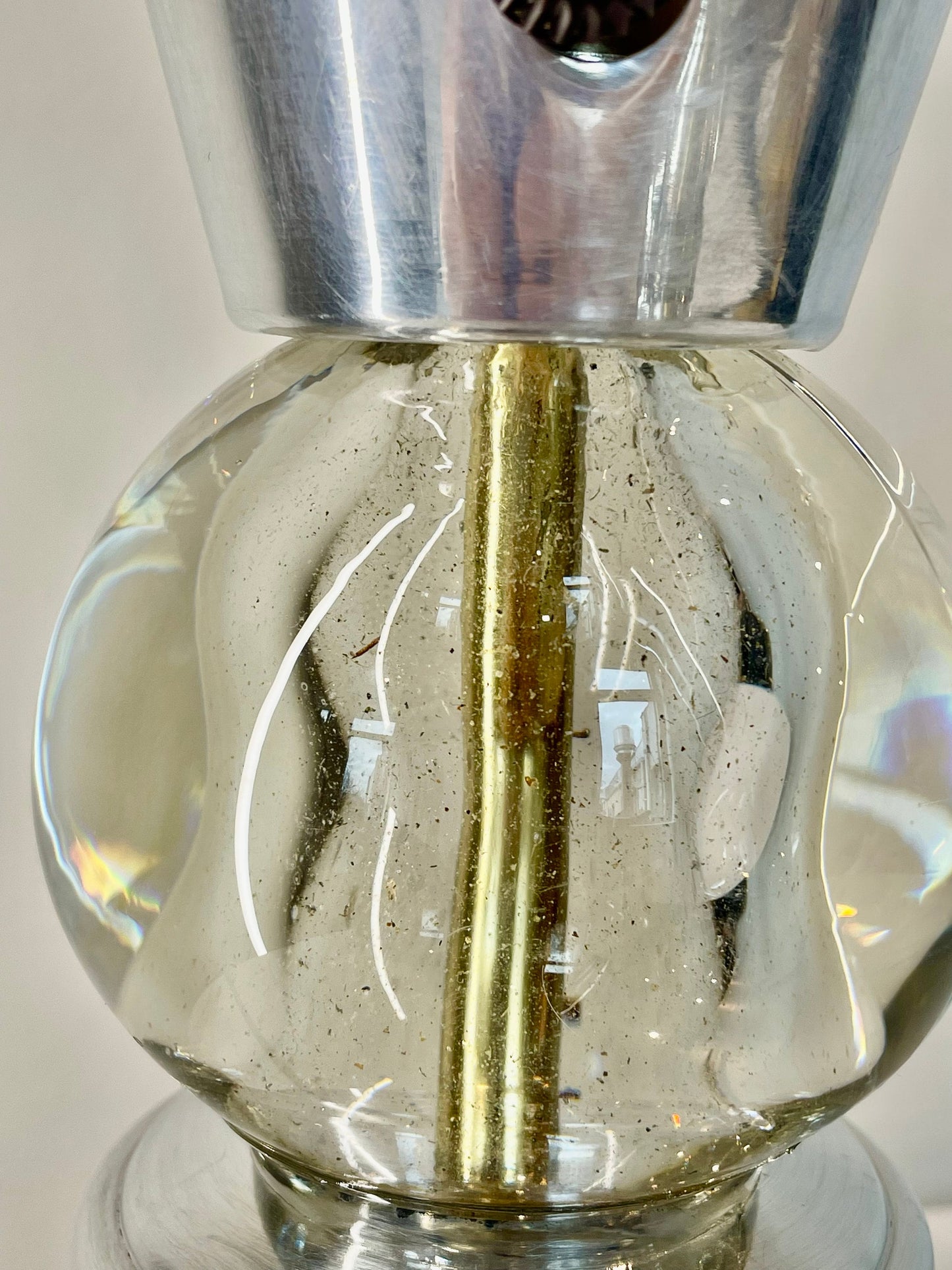 40's Art Deco Table Lamp Pair - Aluminum and Glass Lamps - 1930's 1940's Decor - Spun Aluminum Lamps - Machine Age