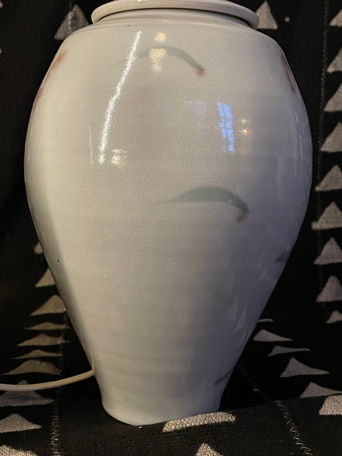 80's Cherry Blossom Lamps - Ceramic - Vintage Ginger Jar Lamp Hand Painted - Artisan Made
