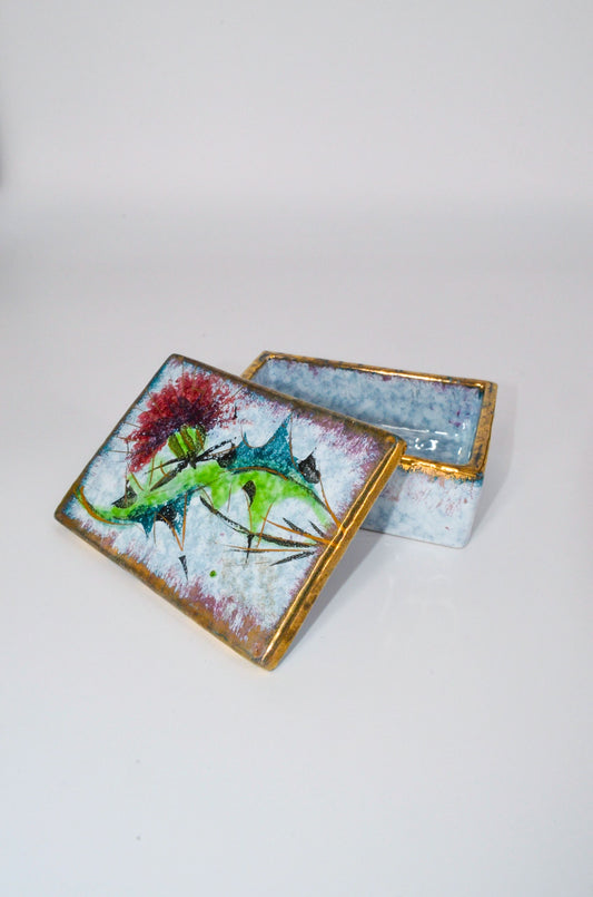 20's Handmade Ceramic Box - Gilded Floral Handmade Art Pottery - Made in Italy