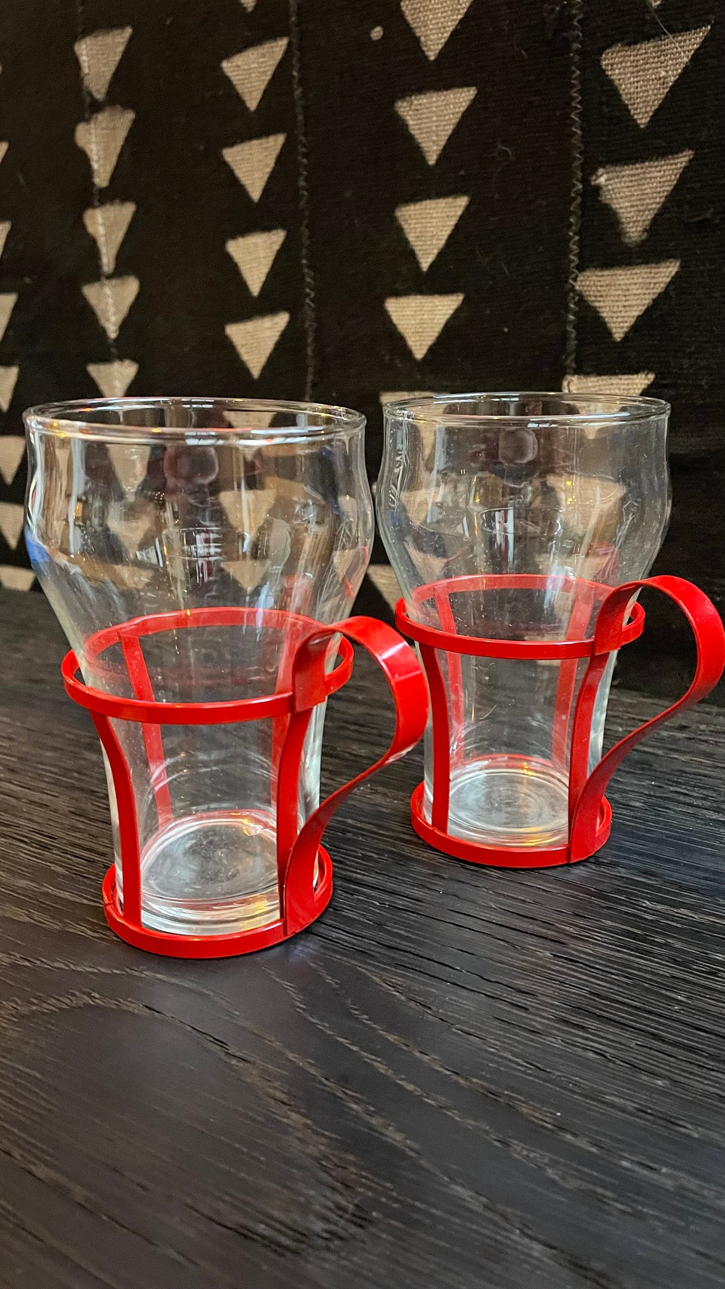 70's Bright Metal Cage Glass Cups - Vintage Soda Fountain Glasses - Rainbow Glassware - Libbey Glass