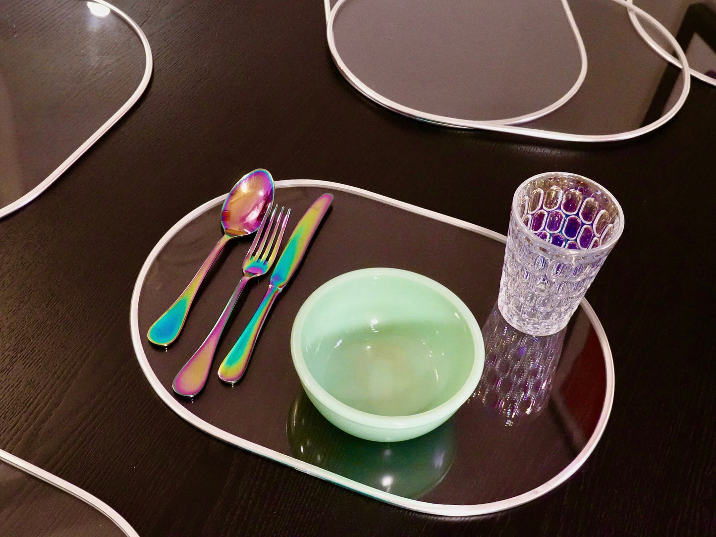 RESERVED Vintage Clear Acrylic Placemats - Lucite Table Wear - 1980s Home