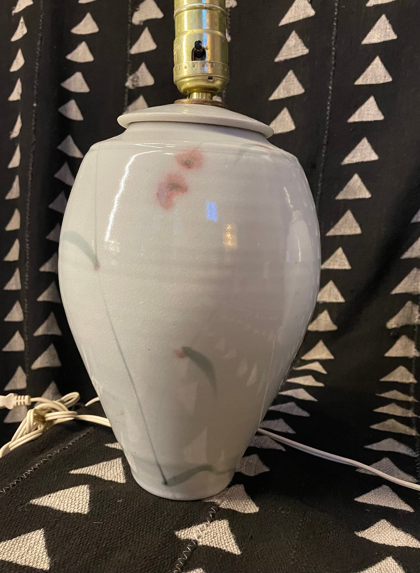 80's Cherry Blossom Lamps - Ceramic - Vintage Ginger Jar Lamp Hand Painted - Artisan Made