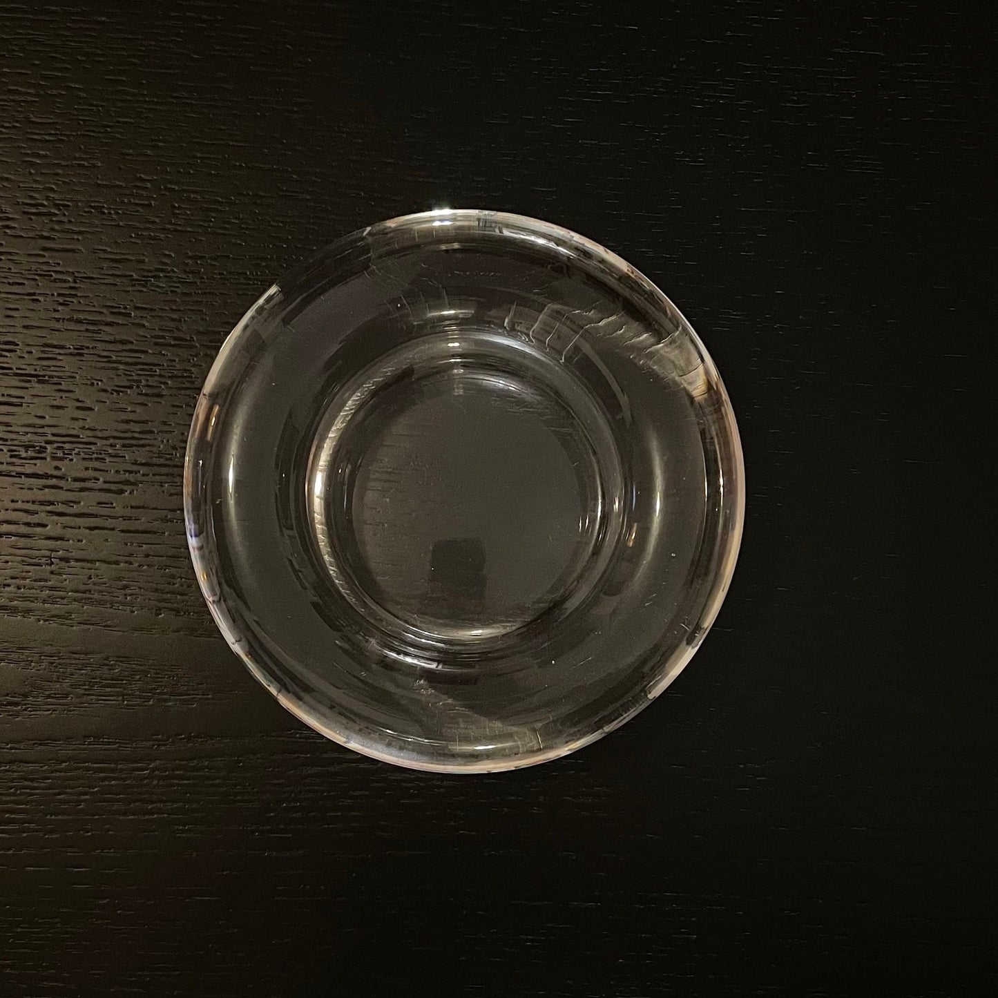 Vintage Solid Glass, Crystal Low Profile Dish, Candle Holder