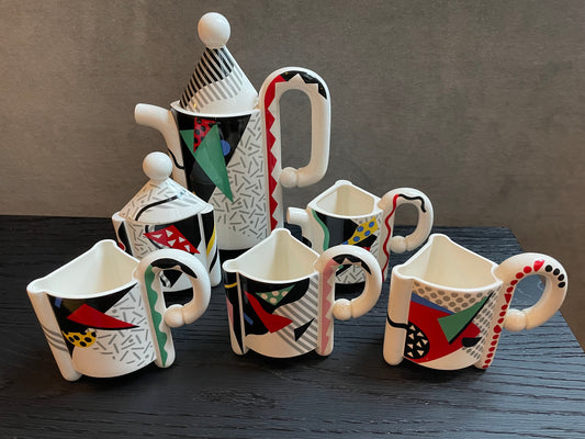 Fujimori for Kato Kogei - Memphis Design Ceramic Tea Set - 1980s Memphis Milano - Vintage Tea Coffee Set - Postmodern Home