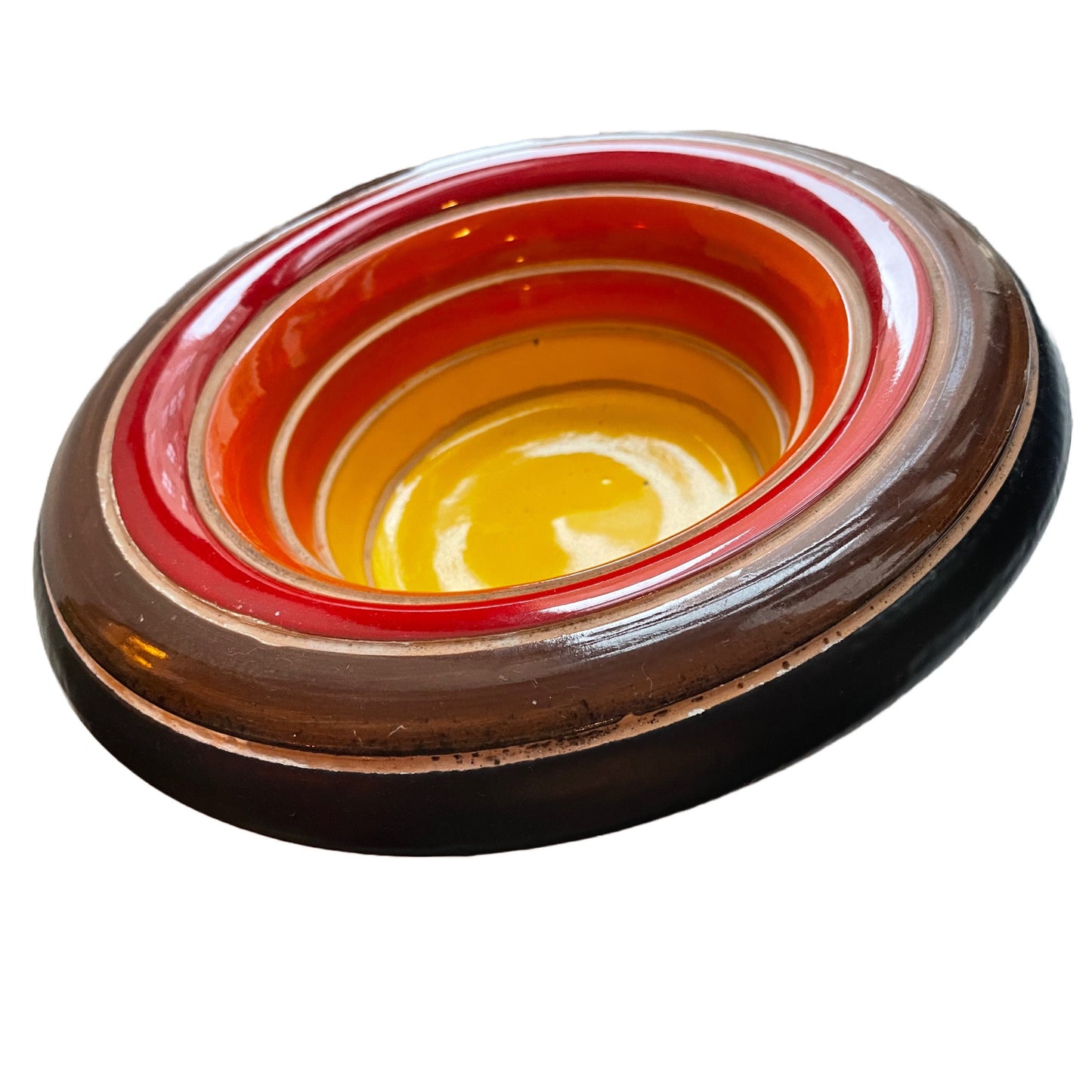 Bitossi Ceramiche Centerpiece Bowl - 1968 - Ceramic Banded Gradient Centerpiece - Italian Ceramic - Mid-Century Ceramic Vase - Aldo Londi