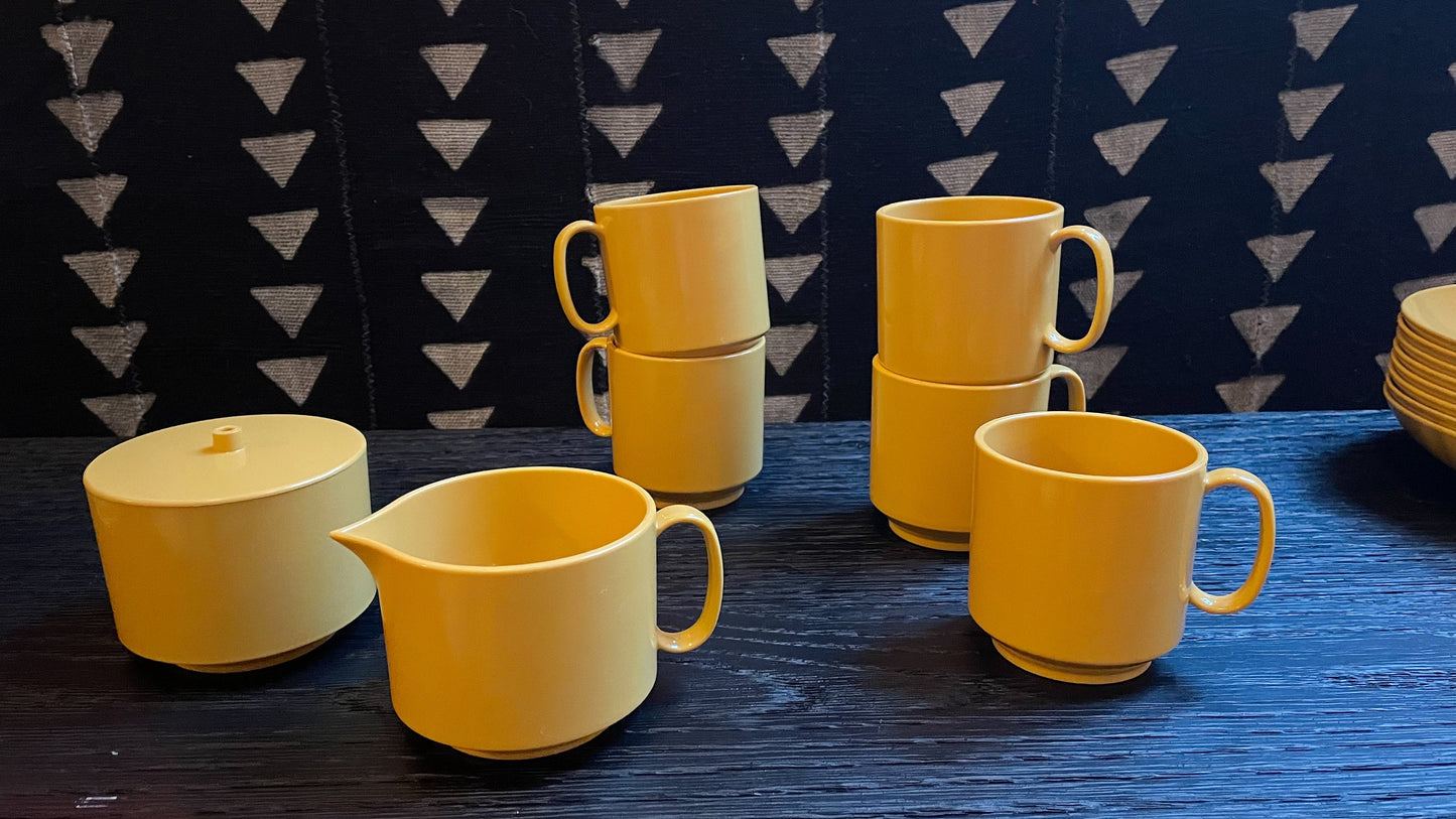 Vintage Mix & Match Place Setting - Plates, Cups, Bowls - Mid-Century Modern Dishes - Oneida-Ware - 1970s - Harvest Yellow - LAST ONES