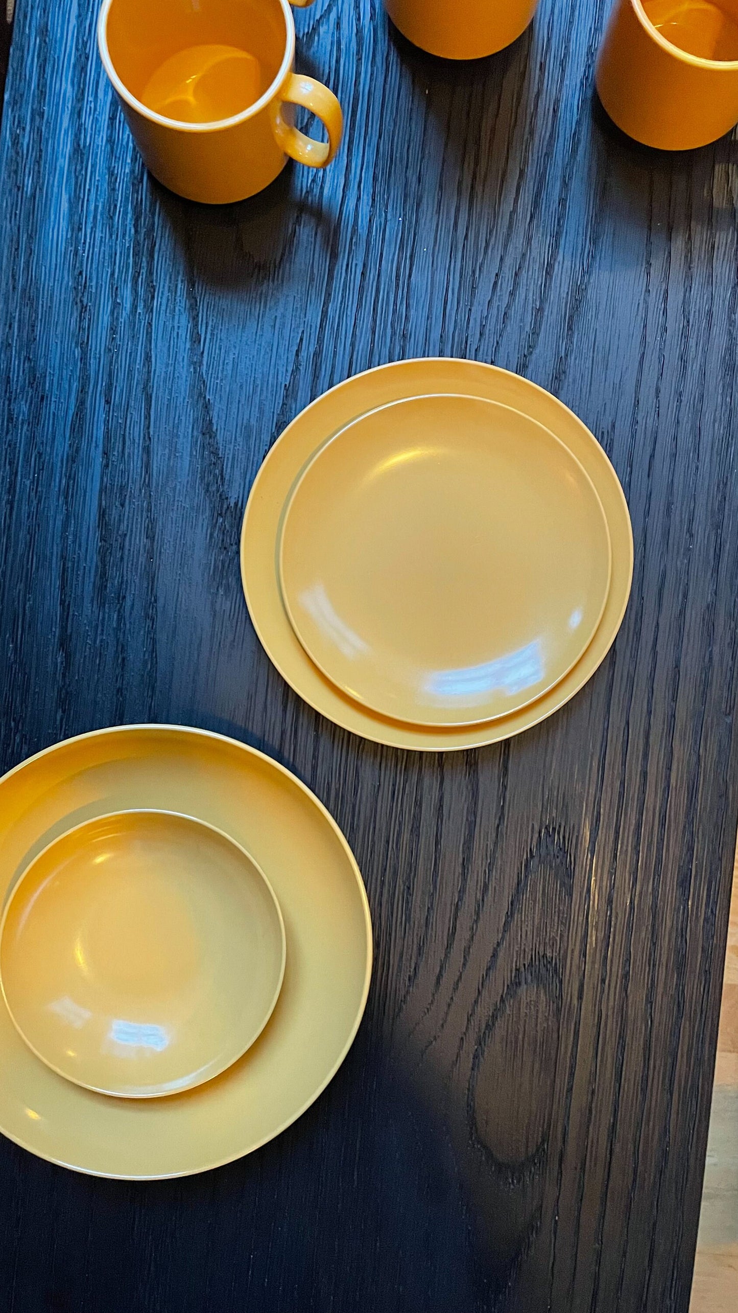 Vintage Mix & Match Place Setting - Plates, Cups, Bowls - Mid-Century Modern Dishes - Oneida-Ware - 1970s - Harvest Yellow - LAST ONES