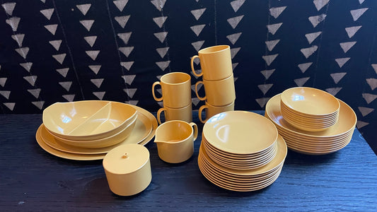 Vintage Mix & Match Place Setting - Plates, Cups, Bowls - Mid-Century Modern Dishes - Oneida-Ware - 1970s - Harvest Yellow - LAST ONES