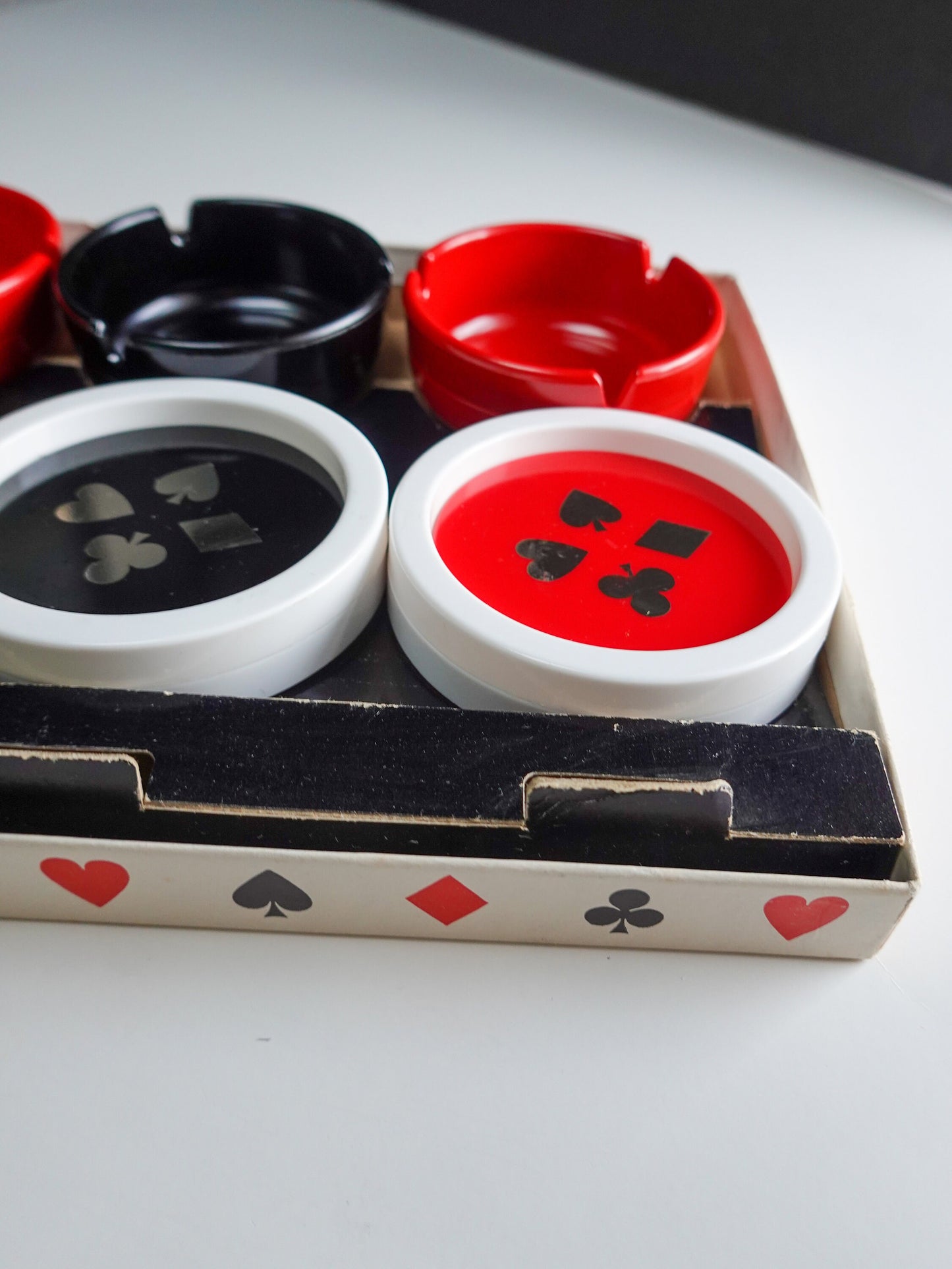 Vintage Poker Night Coaster and Ashtray Set - With Original Box - 1960's Party Set - Queen of Hearts