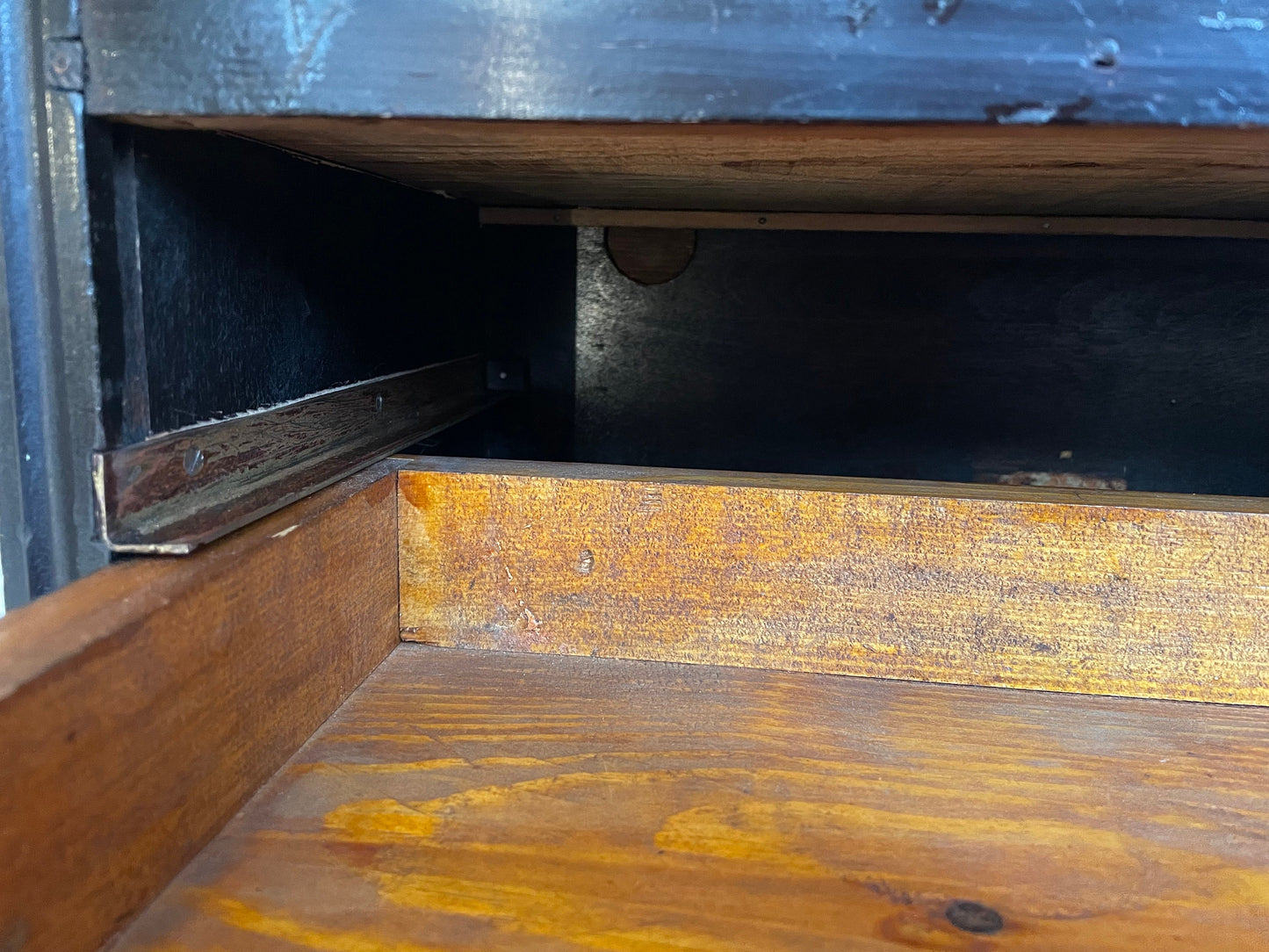 Antique Tabletop Storage Chest - Jewelry Chest - Desktop Storage - with 2 drawers and lift top