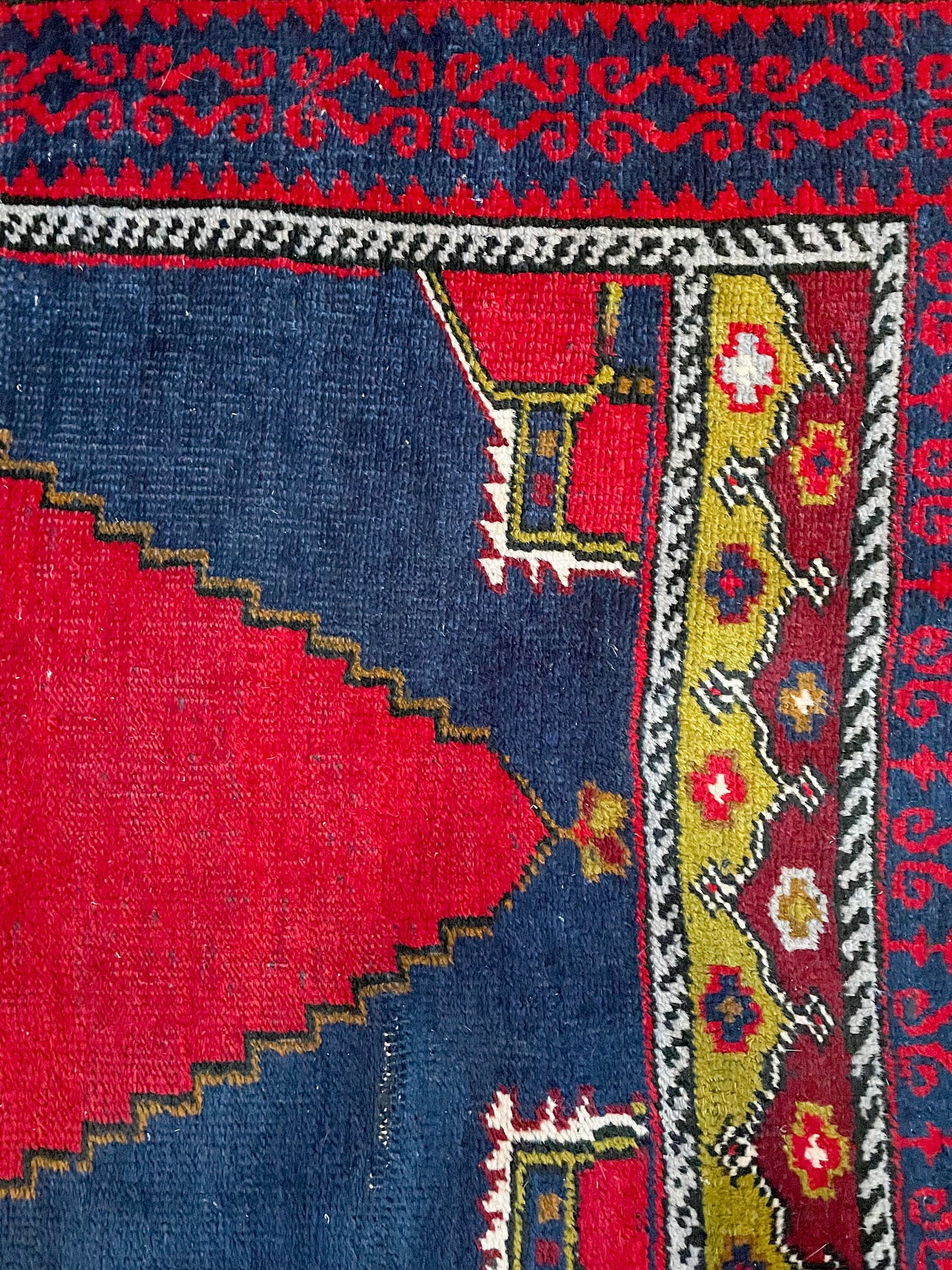 Hand-Knotted Turkish Village Rug, 1940s