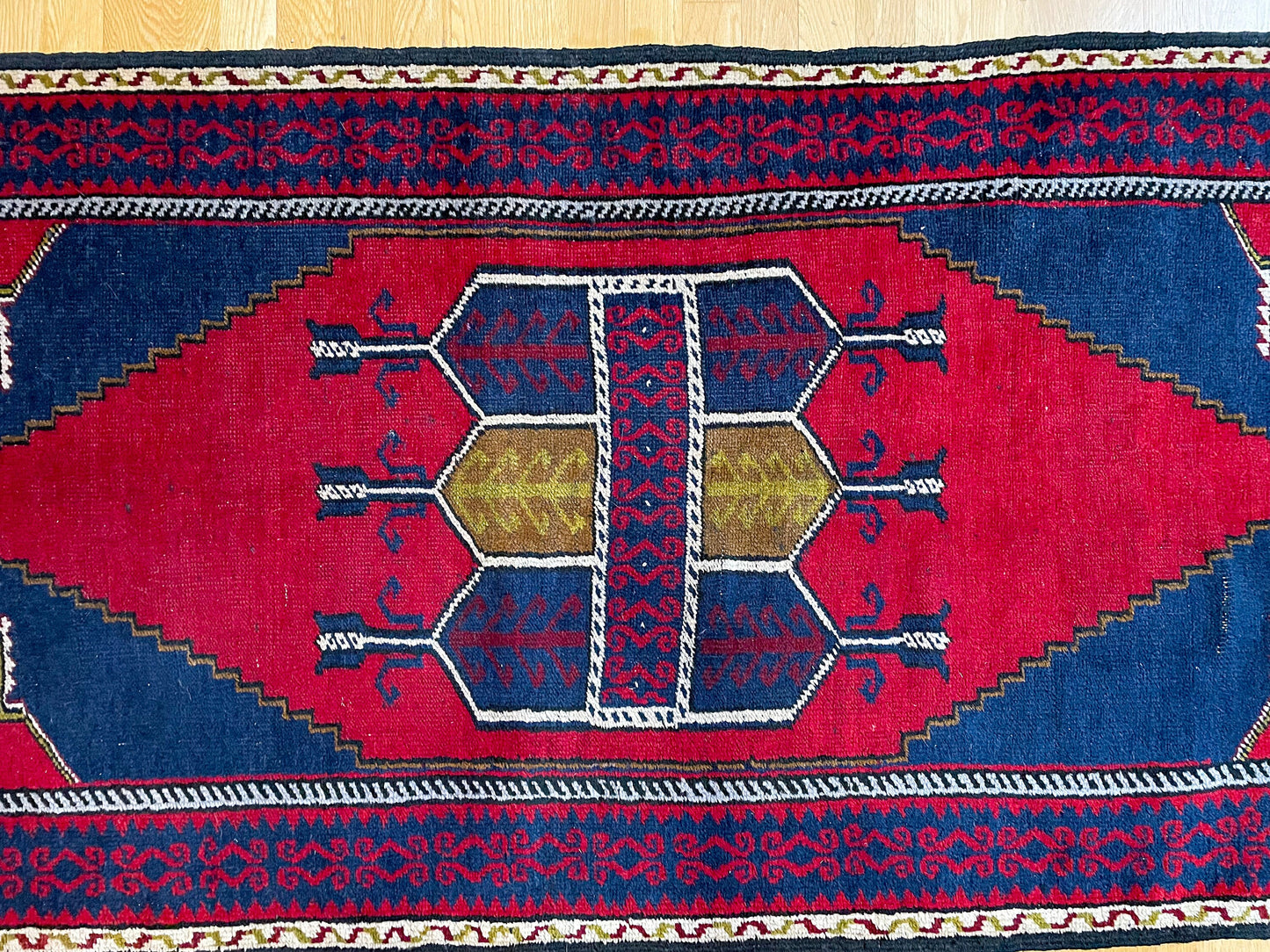 Hand-Knotted Turkish Village Rug, 1940s