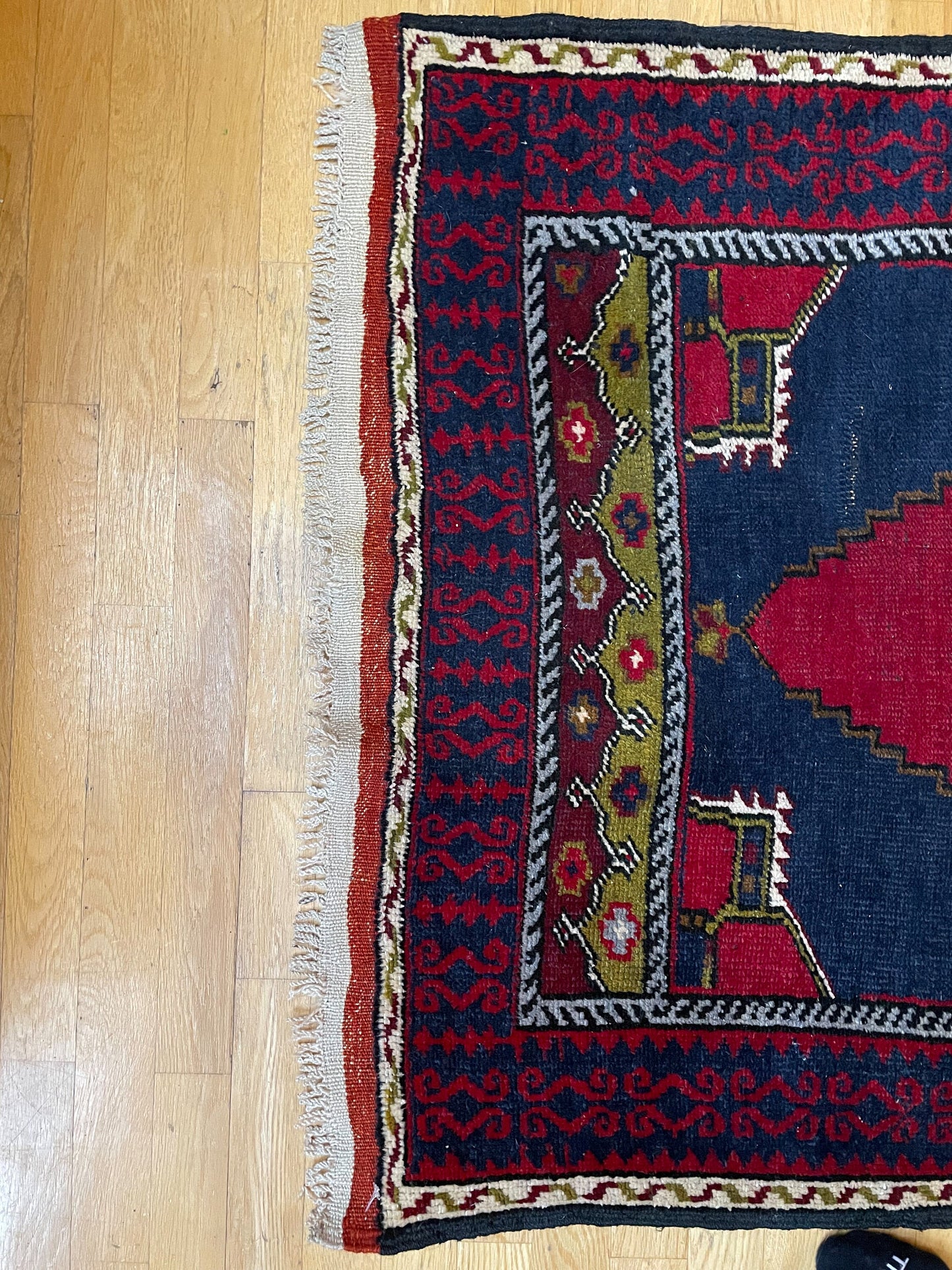Hand-Knotted Turkish Village Rug, 1940s