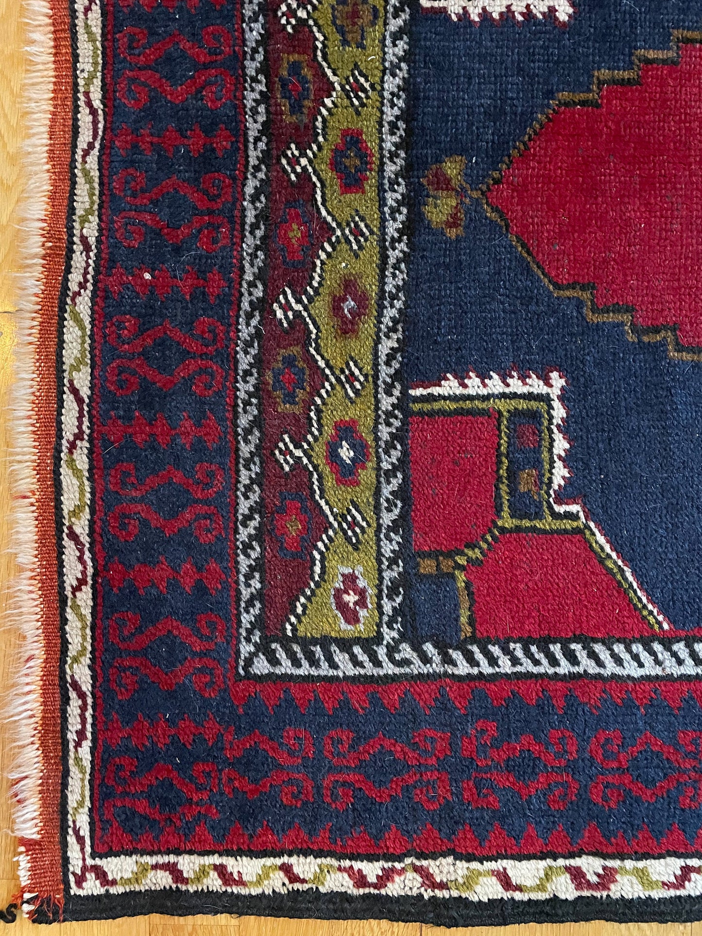 Hand-Knotted Turkish Village Rug, 1940s