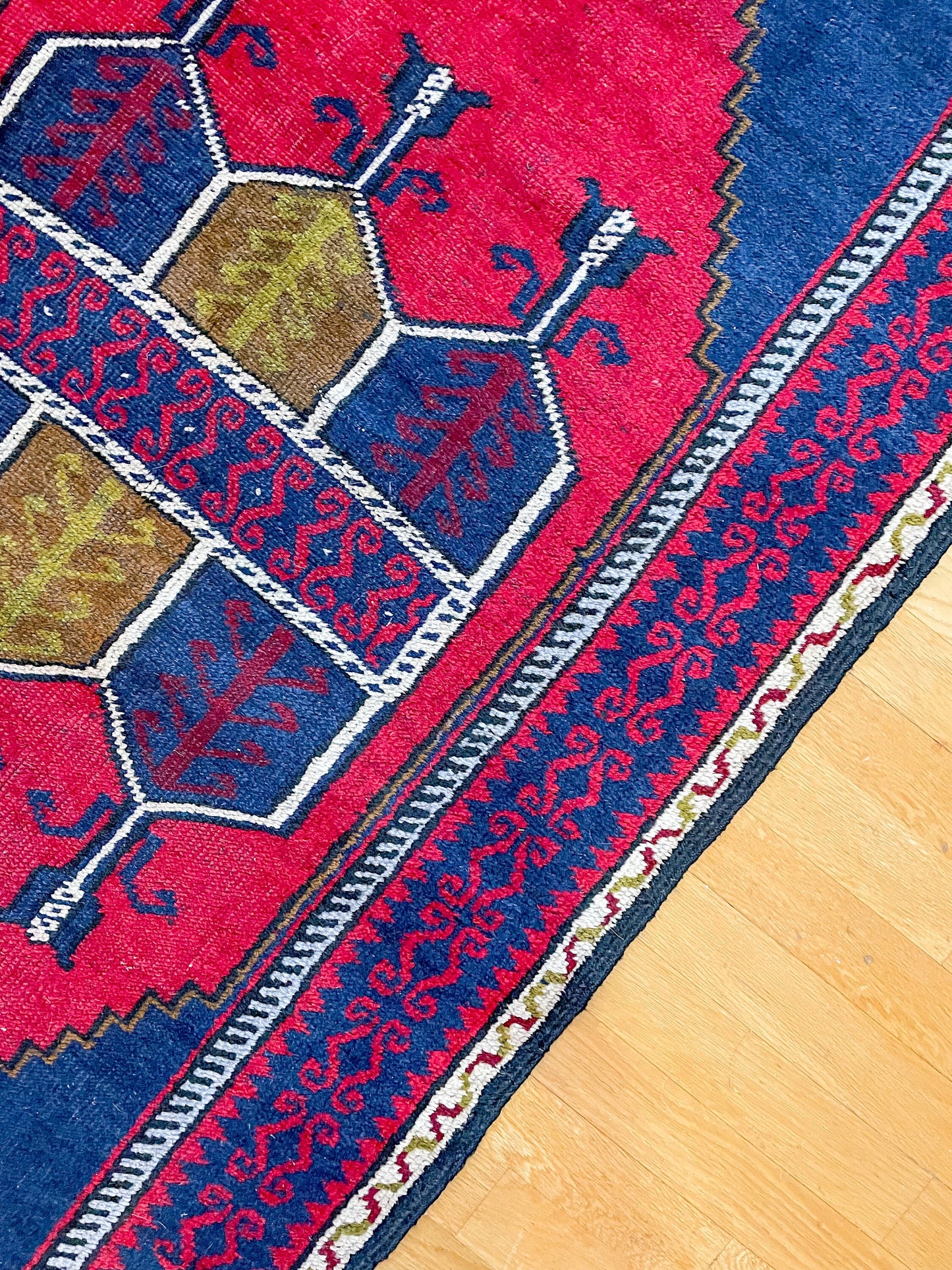 Hand-Knotted Turkish Village Rug, 1940s