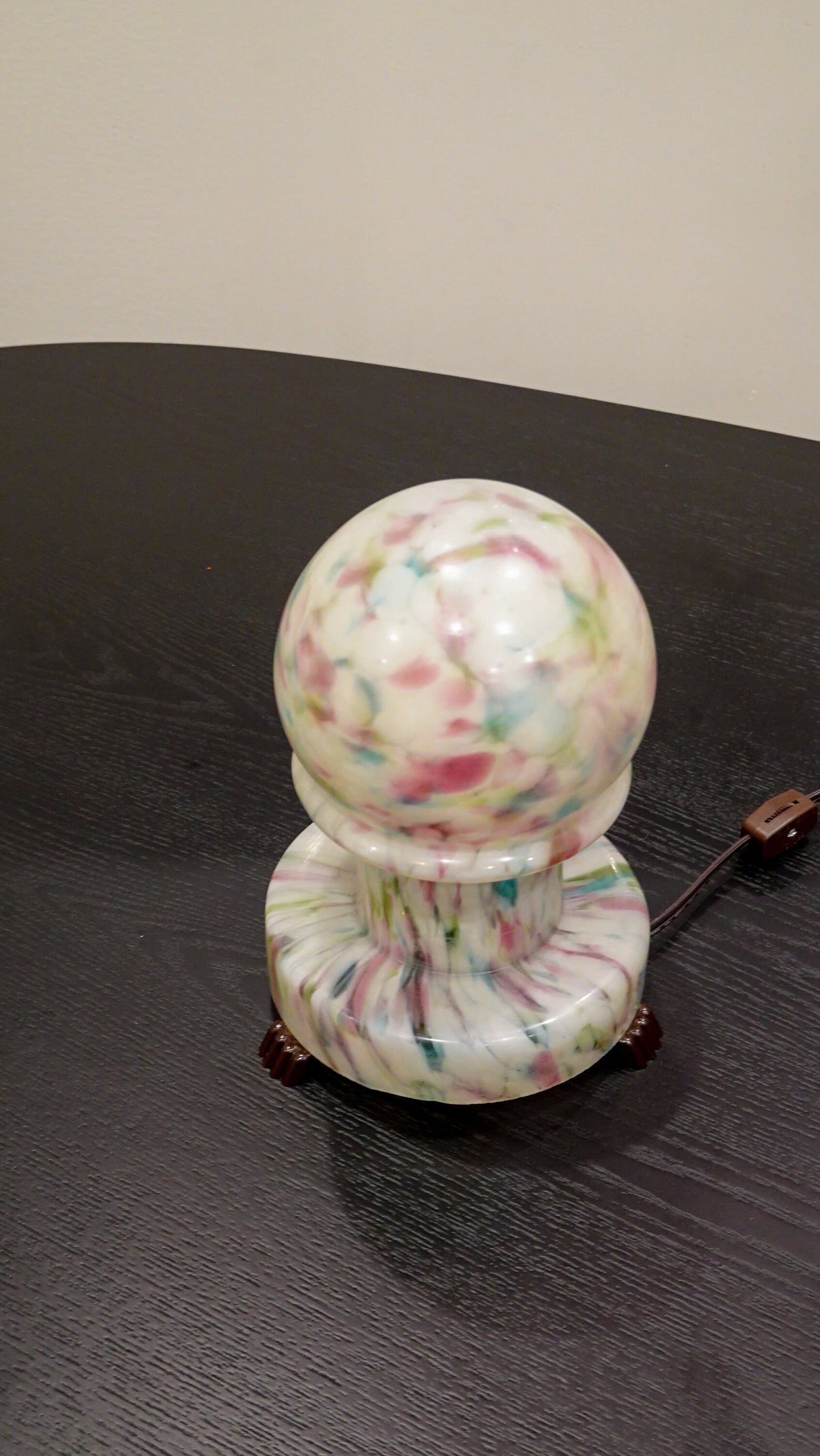 RESERVED Vintage Blown Glass Table Lamp - Ball & Post - Bakelite Base - Frosted Blown Glass - Made in Czechoslovakia and the UK