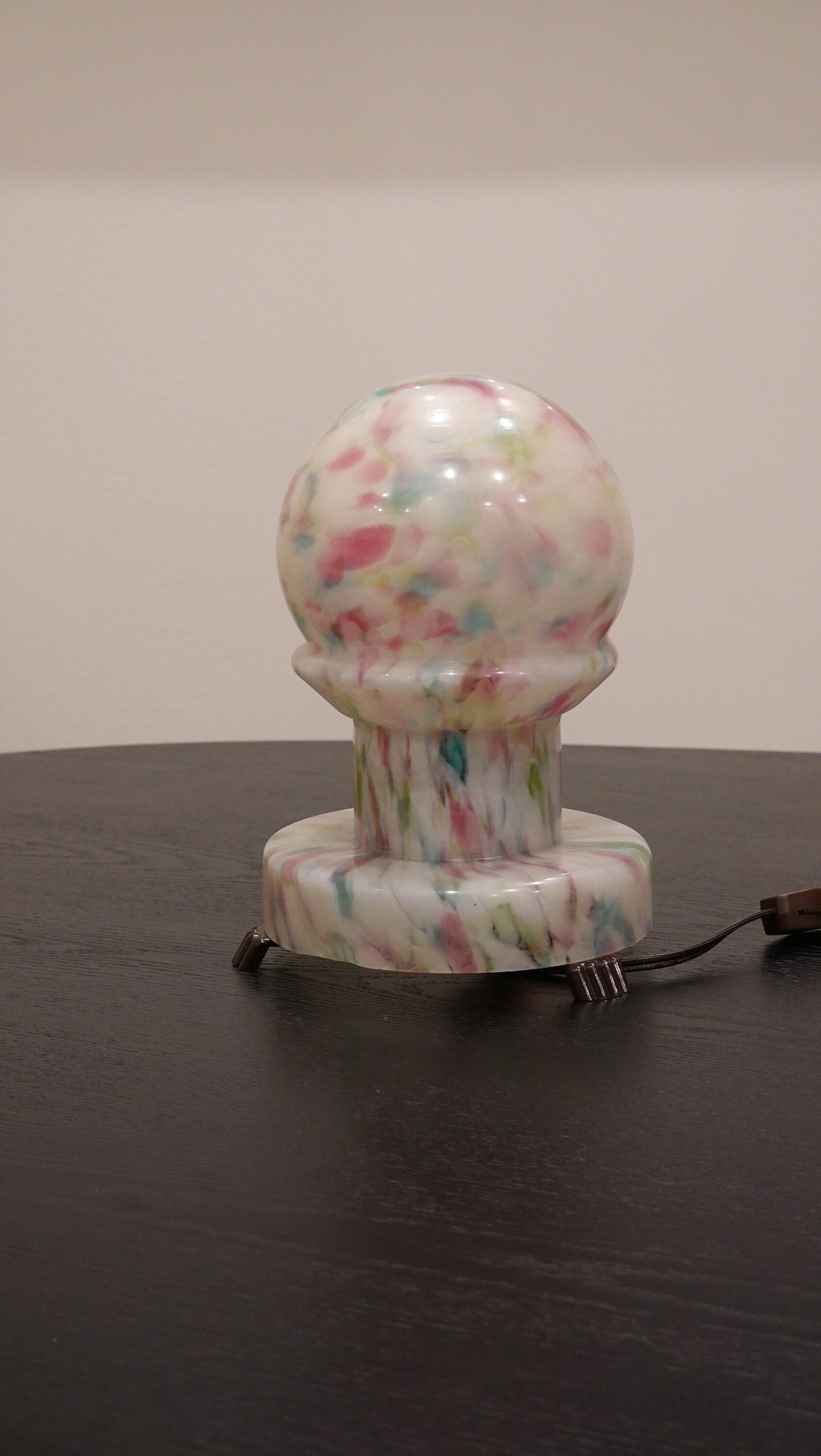 RESERVED Vintage Blown Glass Table Lamp - Ball & Post - Bakelite Base - Frosted Blown Glass - Made in Czechoslovakia and the UK