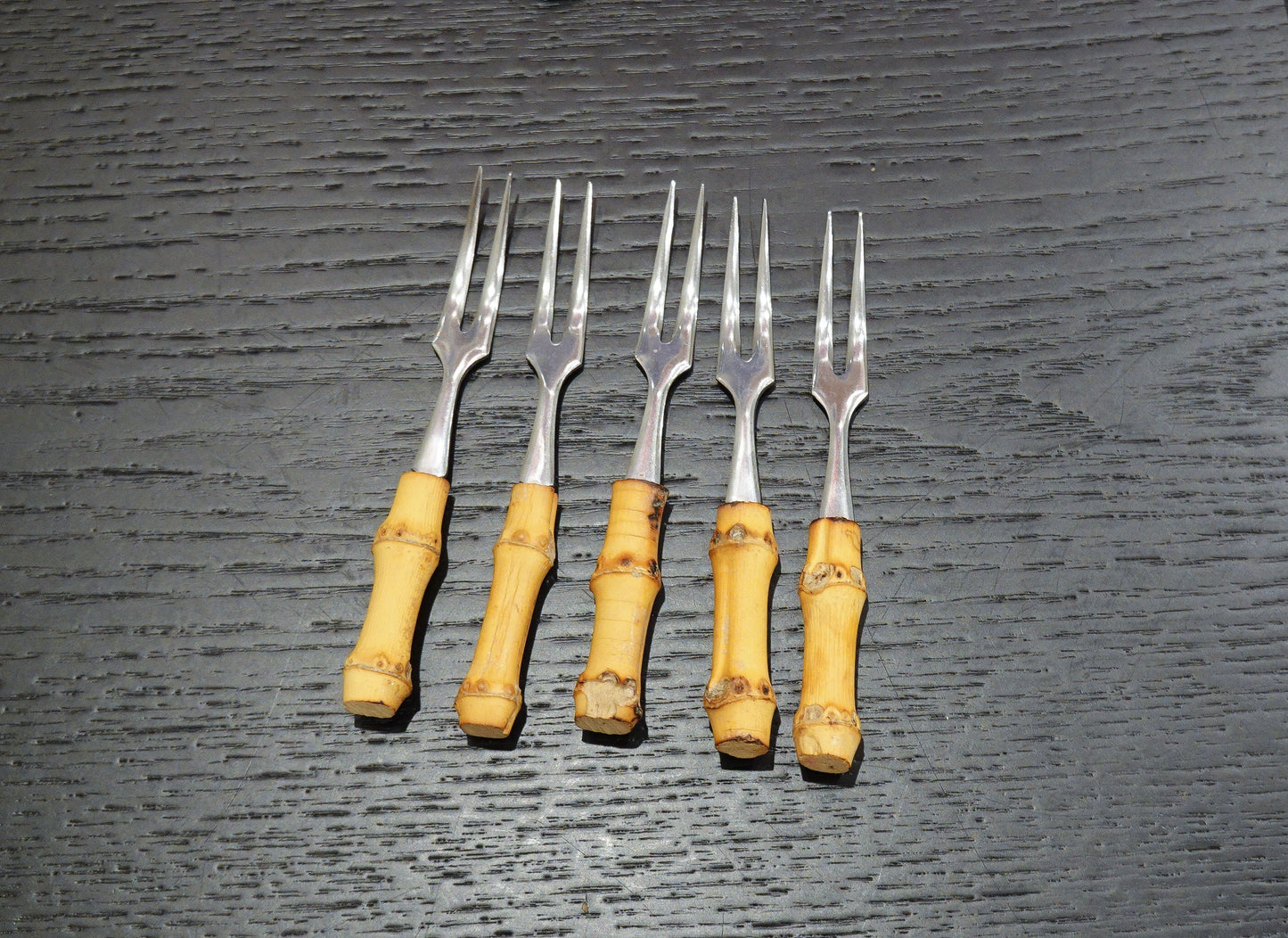 Hors d'oeuvre Set - Skewers, Forks, Olive Picks, Cheese Knives - Vintage Appetizer Utensils - Wood, Bamboo & Stainless Steel Japanese CLEAN