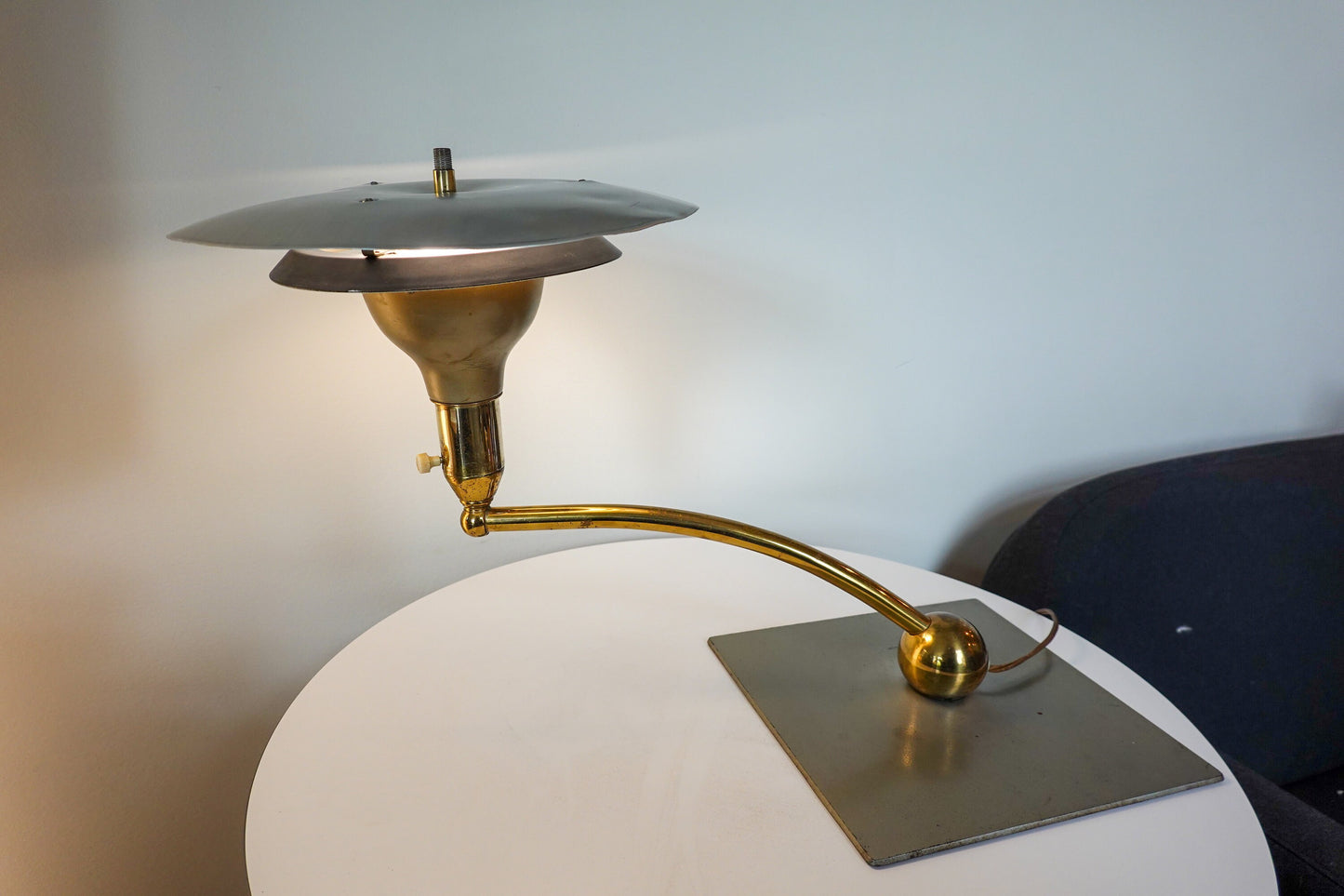 Space Age Flying Saucer Lamp - Great Patina - Metal Desk Lamp - Vintage Swinging Arm Desk Lamp - M.G. Wheeler / Dazor