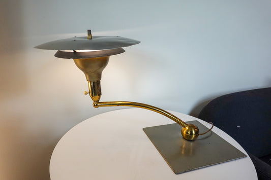 Space Age Flying Saucer Lamp - Great Patina - Metal Desk Lamp - Vintage Swinging Arm Desk Lamp - M.G. Wheeler / Dazor