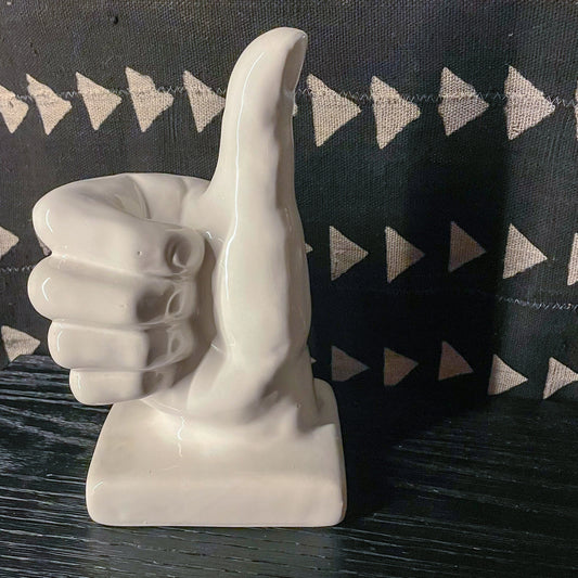 Thumbs Up Ceramic Sculpture - Vintage 1990s Home Decoration