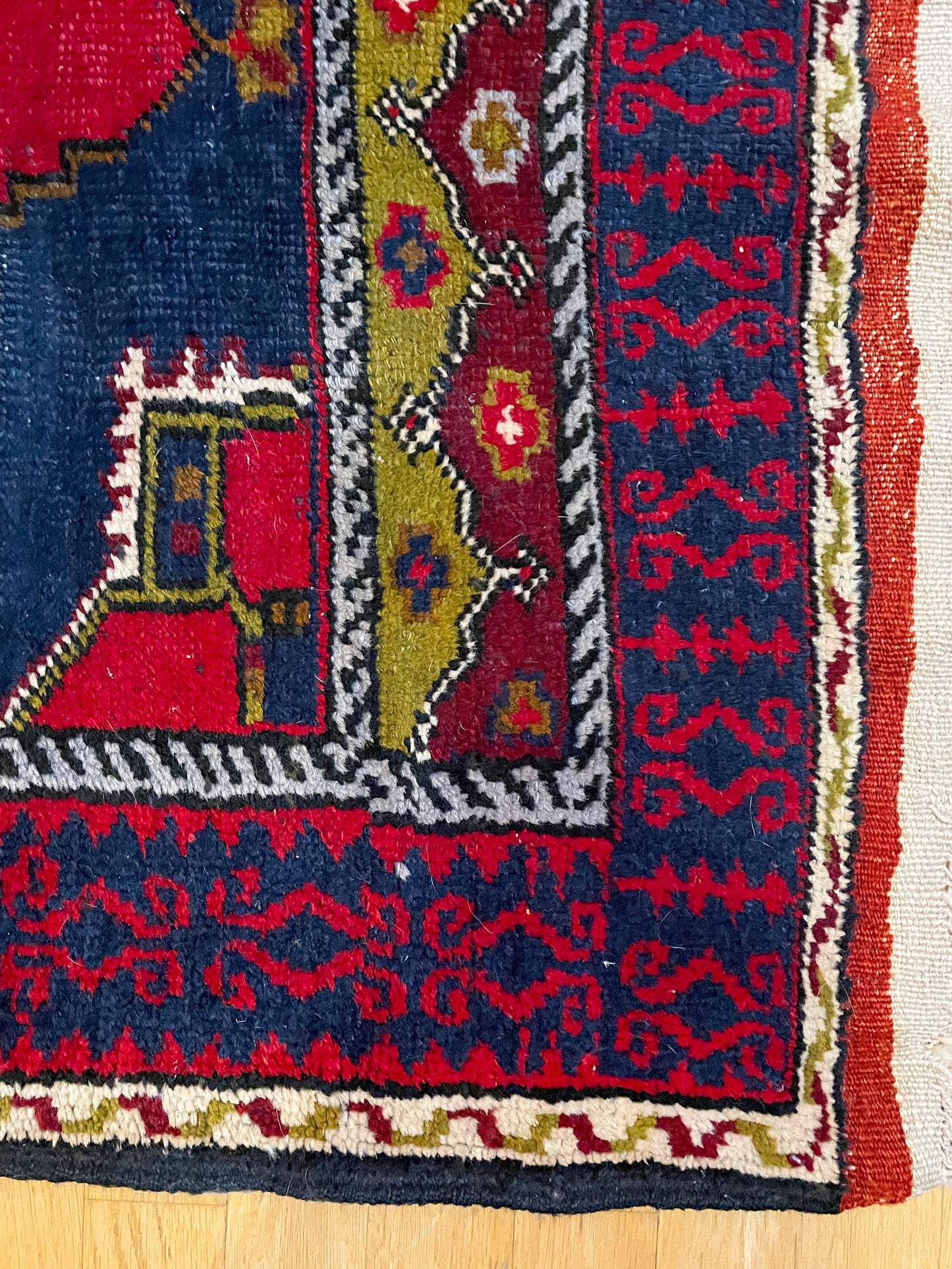 Hand-Knotted Turkish Village Rug, 1940s