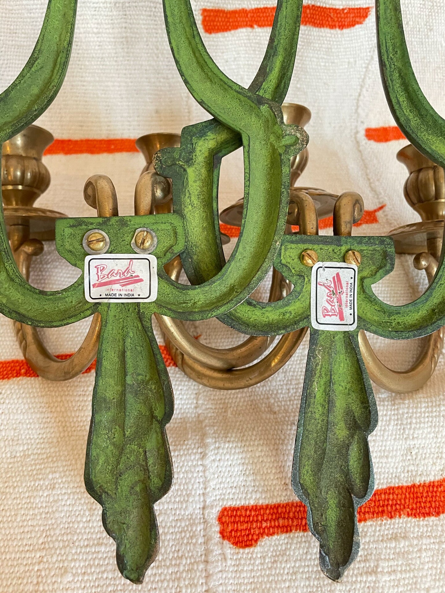 Pair of Brass Wall Sconces - Wall Mounted Double Arm Candle Holder - Vintage Candle Holder