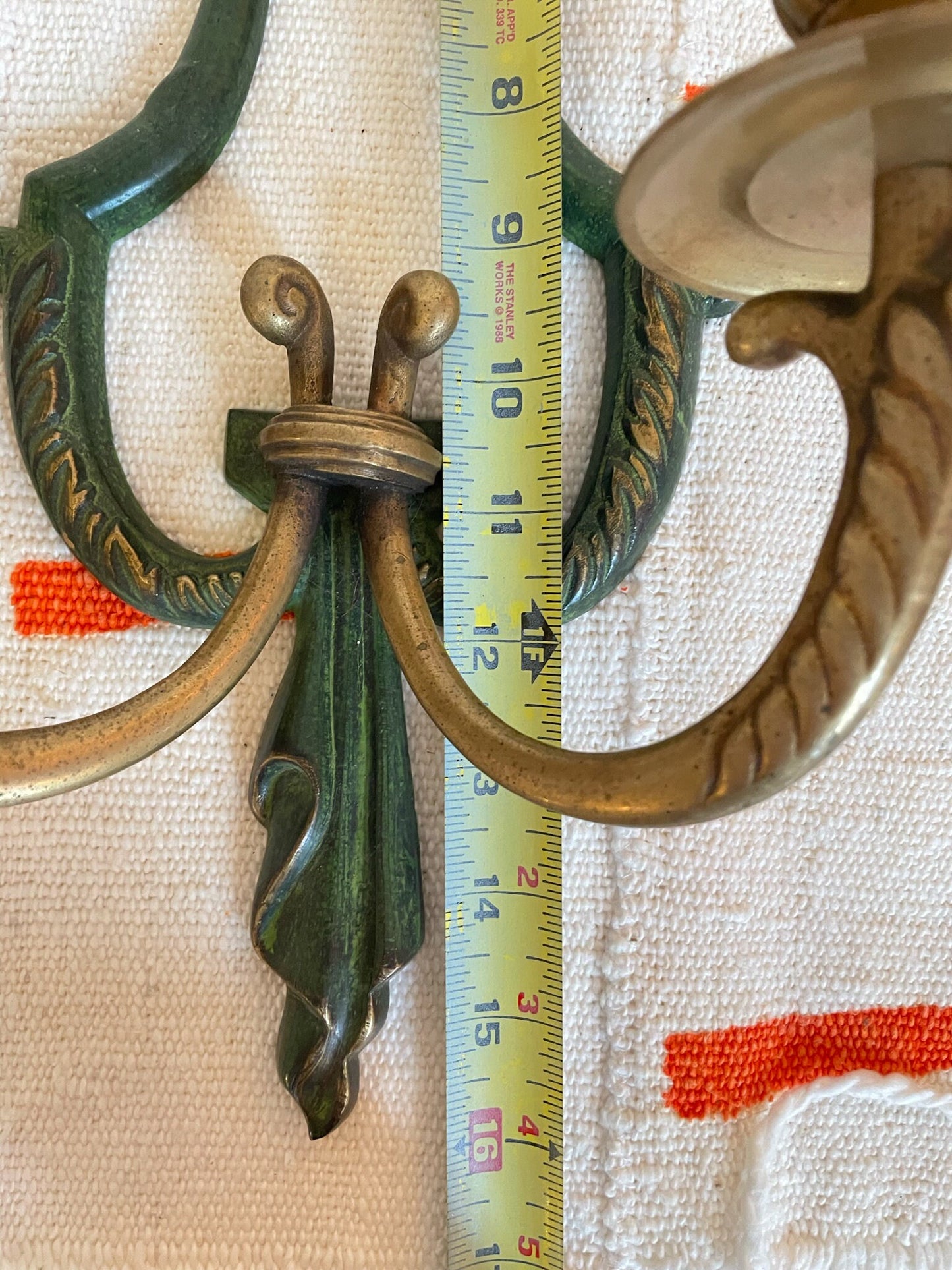 Pair of Brass Wall Sconces - Wall Mounted Double Arm Candle Holder - Vintage Candle Holder