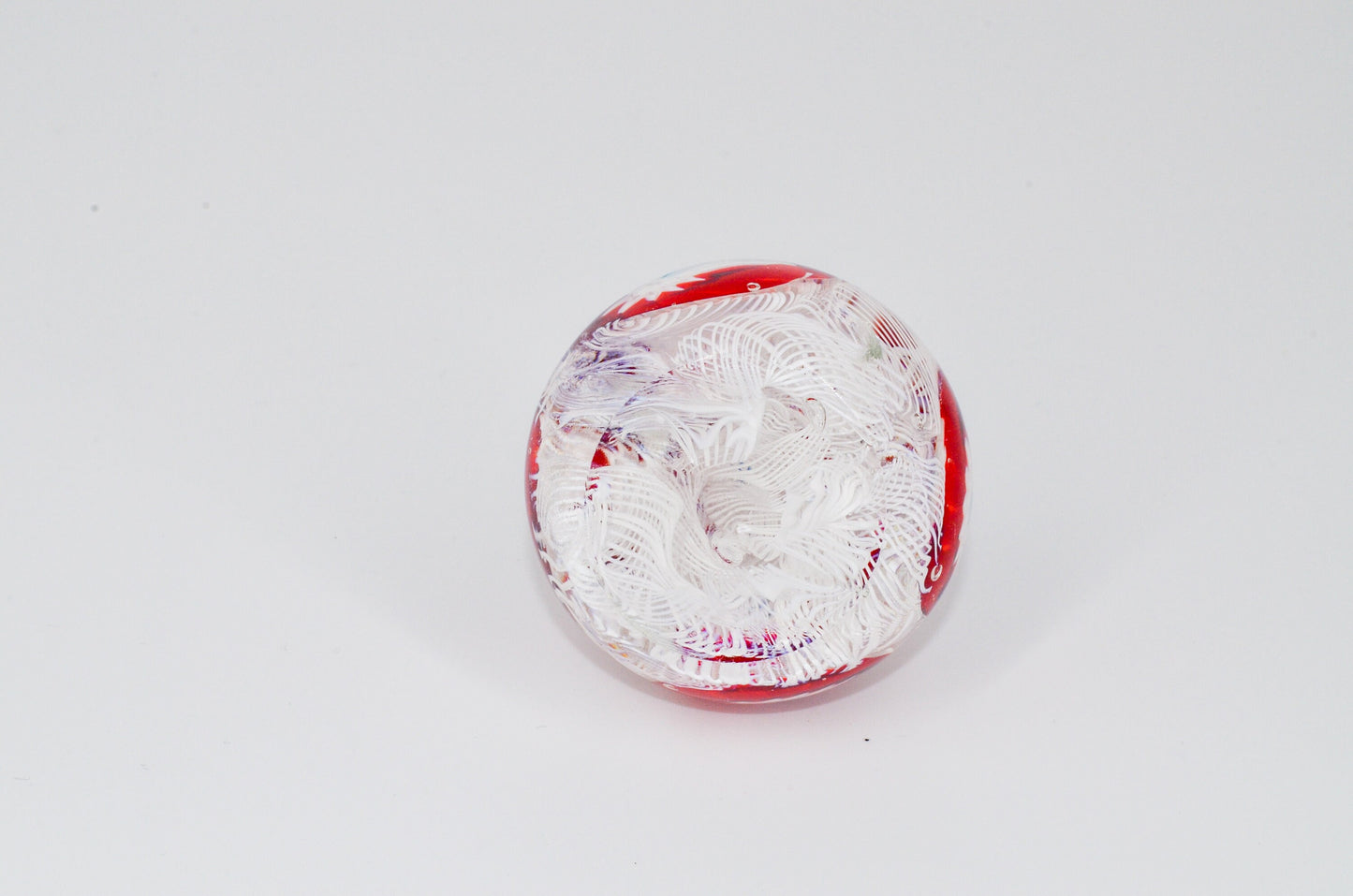 Millefiori Glass Paperweight - Vintage - Latticino - Millefiori on White Lace - Murano Glass Paperweight Mid-Century Modern