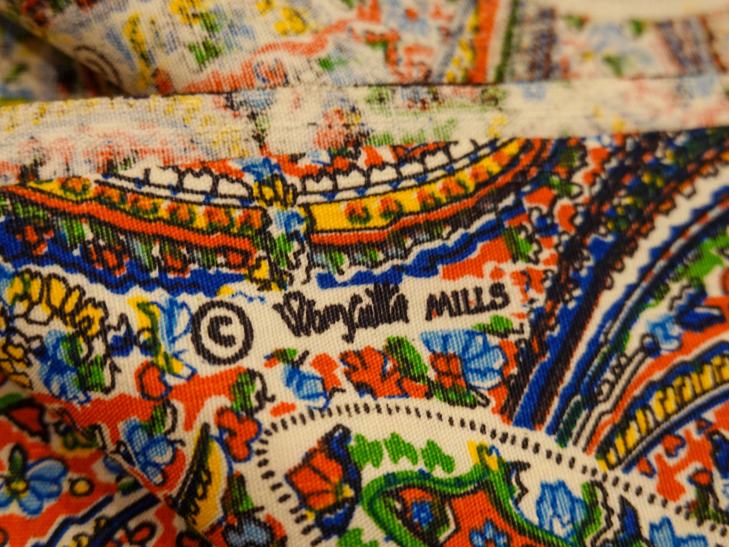 Fantastic Vintage 60's-70's Rainbow Paisley Fabric - Wamsutta Mills Fabric - 45" by 67"