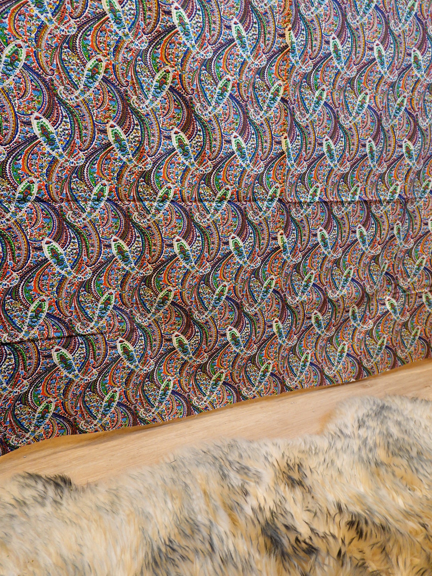 Fantastic Vintage 60's-70's Rainbow Paisley Fabric - Wamsutta Mills Fabric - 45" by 67"