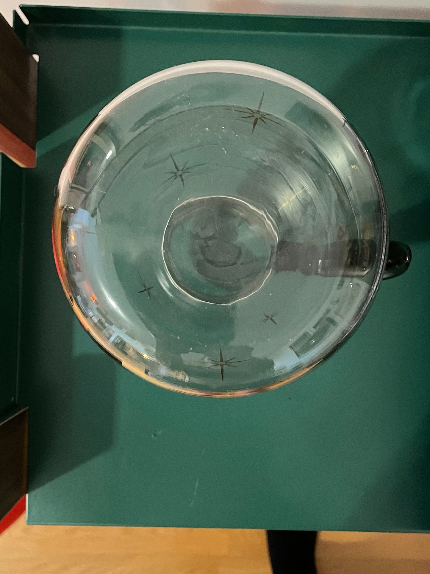Atomic Starburst Carafe by Corning - Gold Tone Details - Heat Proof Glass