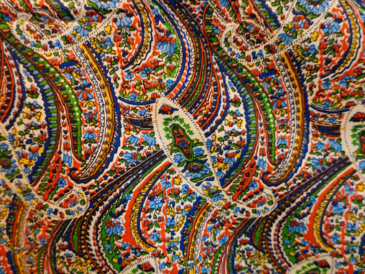 Fantastic Vintage 60's-70's Rainbow Paisley Fabric - Wamsutta Mills Fabric - 45" by 67"