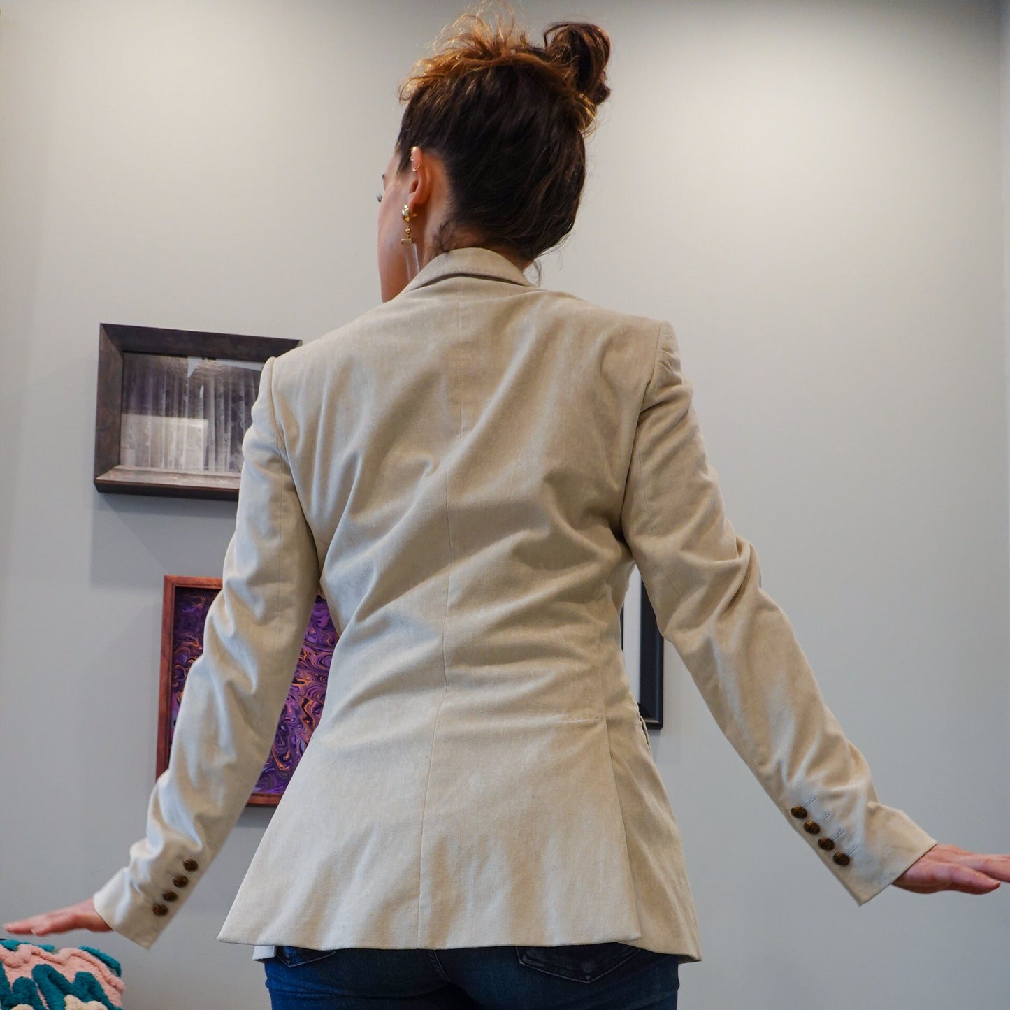 Vintage Dolce & Gabbana Single Breasted Blazer - Beige Cotton - Small or Medium