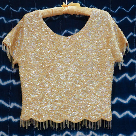 Vintage Sequin Top - Saks Fifth Avenue - 1960's - Vintage Designer Crop Top