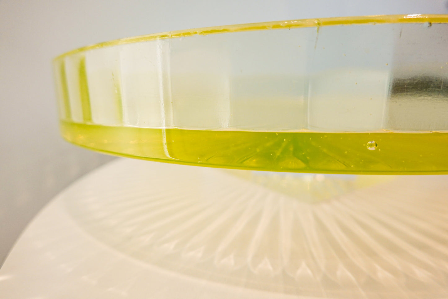 Heavy Vaseline Glass 12 Round Tray - Uranium Glass