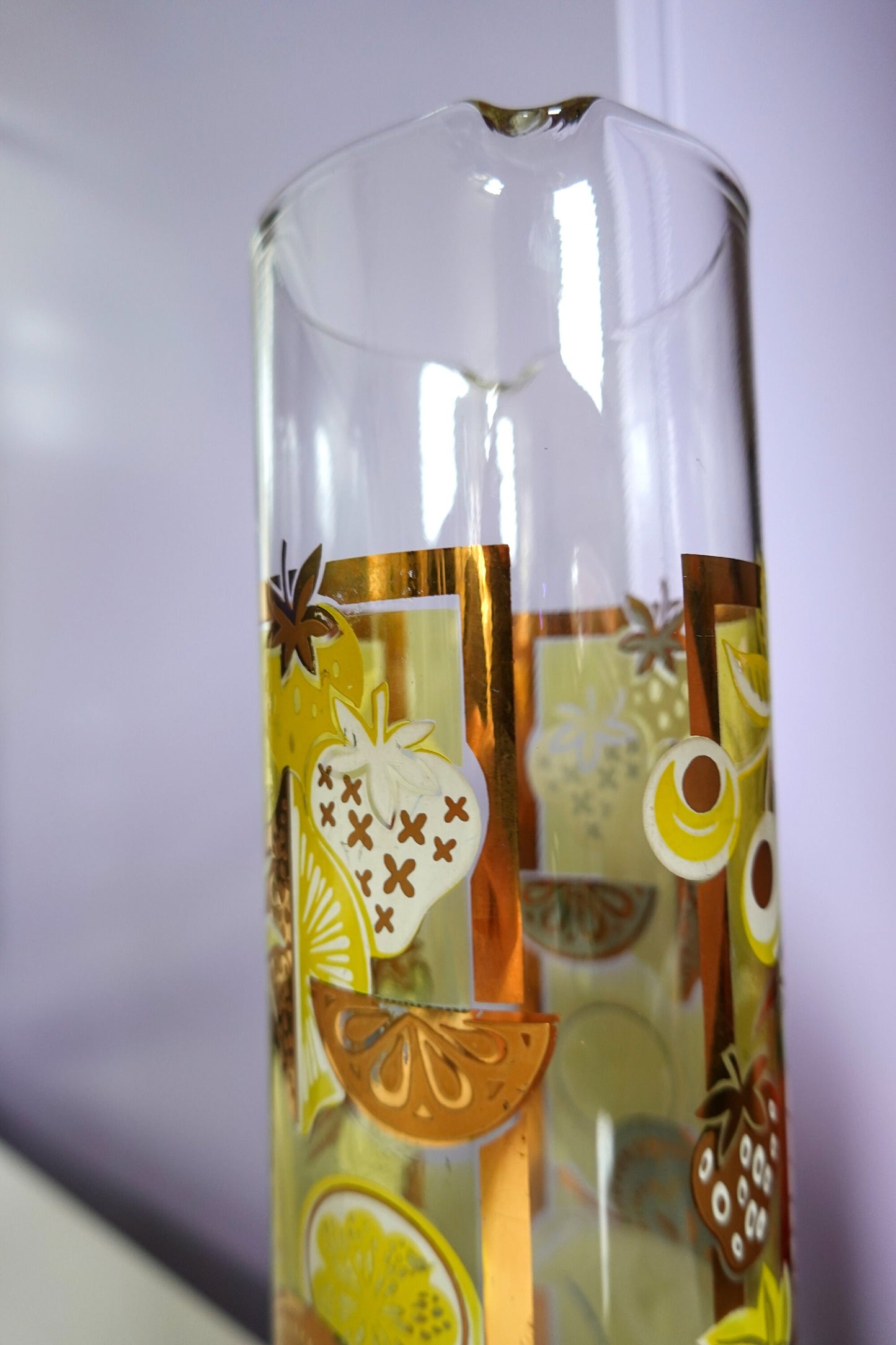 Vintage Pasinski Cocktail Stirrer in 22k Gold Fruit Pattern - Midcentury Modern Barware