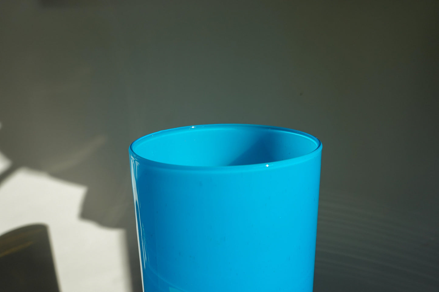 60's Opaline Glass - Tall Footed White and Blue Blown Glass Vase - Super Tall Vase - Vintage Empoli Vase