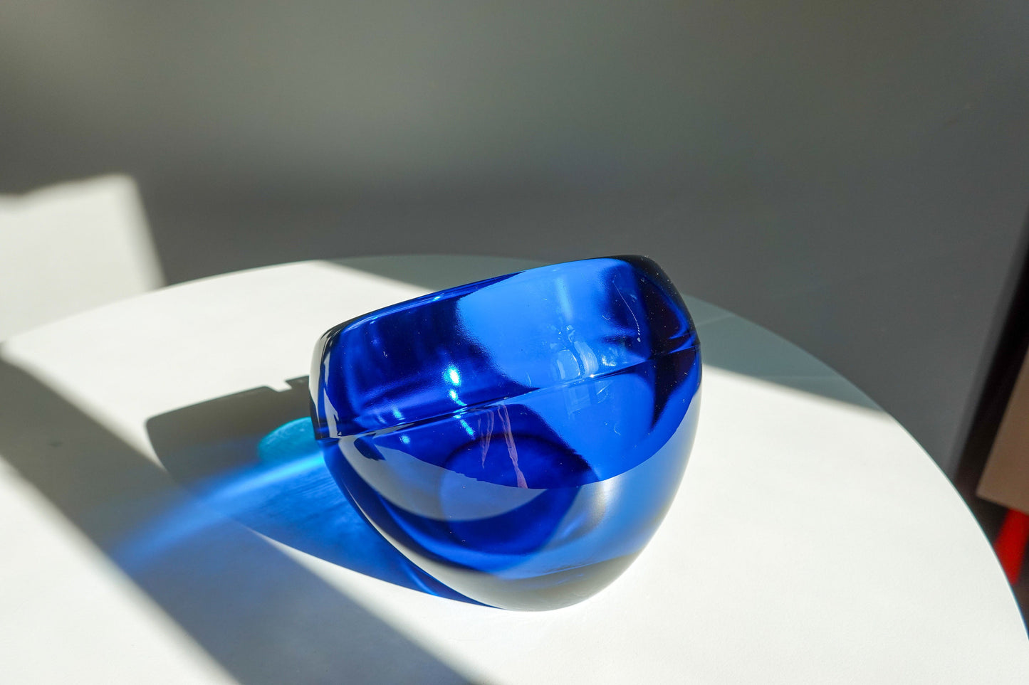 60's Cobalt Optical Glass Ashtray - Orb Ashtray - Space Age Ashtray