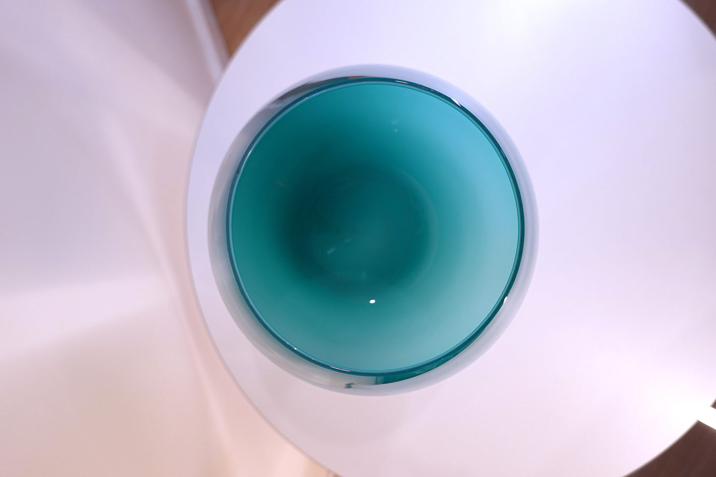 60's Vintage Italian Empoli Vase - Teal Opaline Glass - Footed Vase - Peacock Teal Vintage Vase