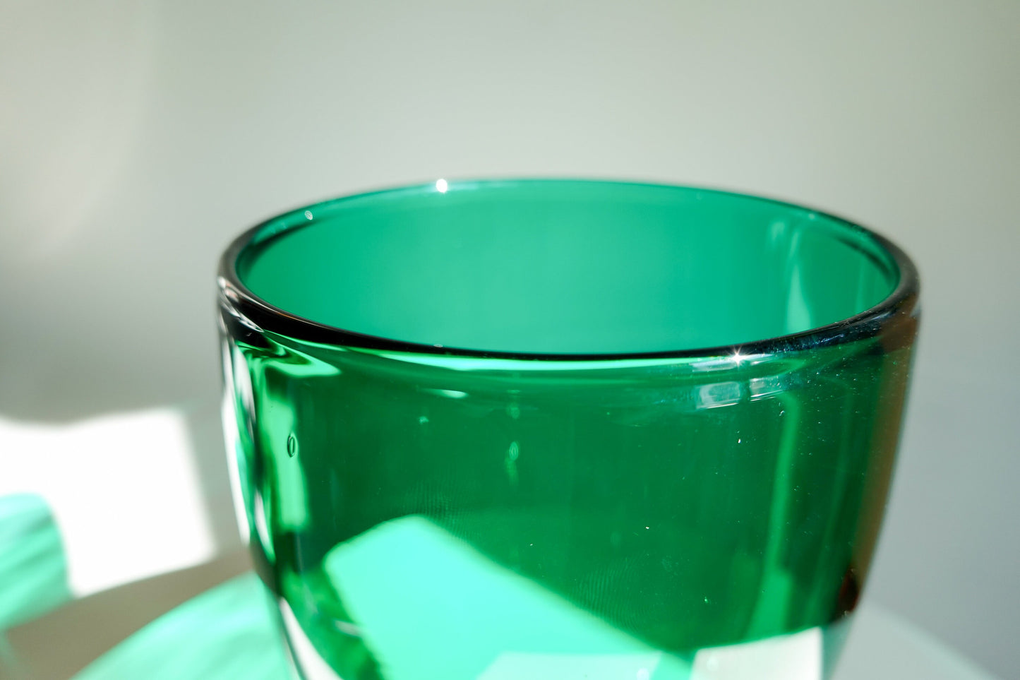 30's - 40's Art Deco Emerald Green Footed Vase - Vintage Large, Heavy Glass Vase - Vintage Pedestal Vase