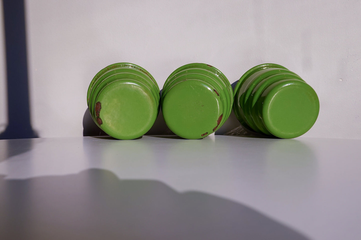 70's Dutch Enamel Wall-Mounted Storage - Zand, Zeep and Soda - Beautiful Green - Vintage Washing Station - MCM Wall Mounted Storage