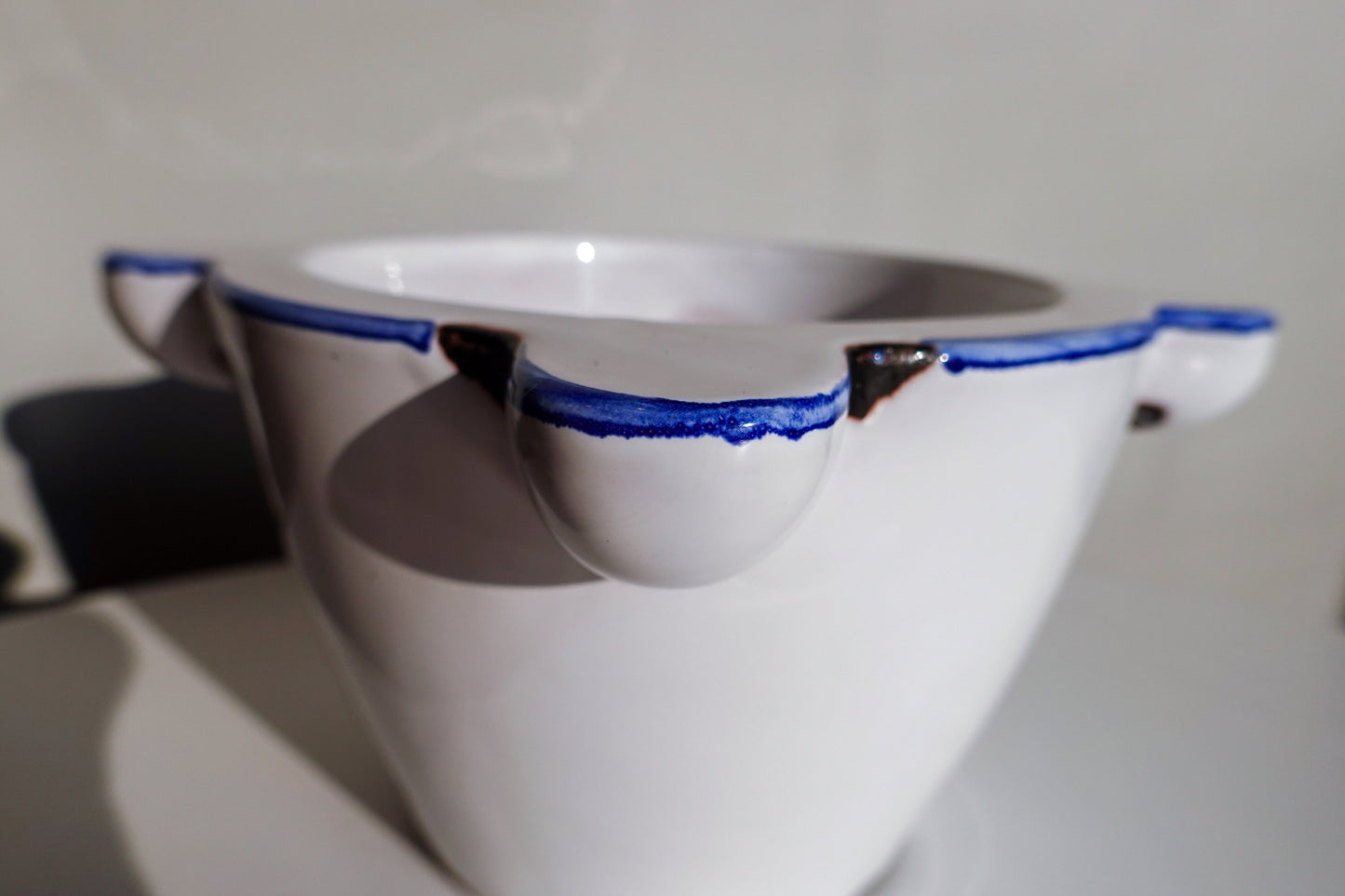 Vintage Handmade Italian Vessel - Unique Shape Bowl - Vintage Mortar - Double Walled Low Vessel - Succulent Planter Pencil Holder