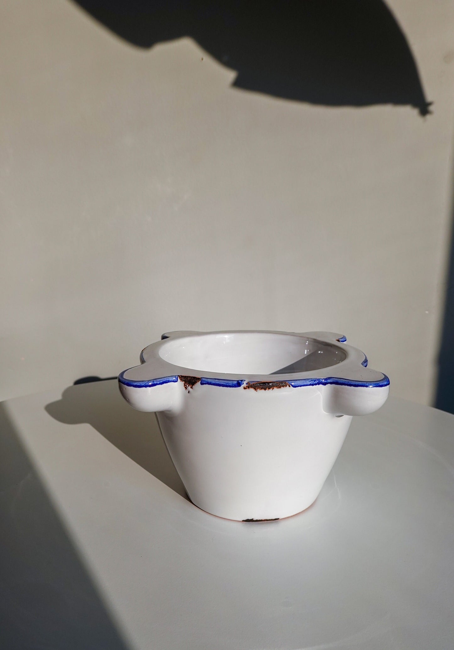 Vintage Handmade Italian Vessel - Unique Shape Bowl - Vintage Mortar - Double Walled Low Vessel - Succulent Planter Pencil Holder