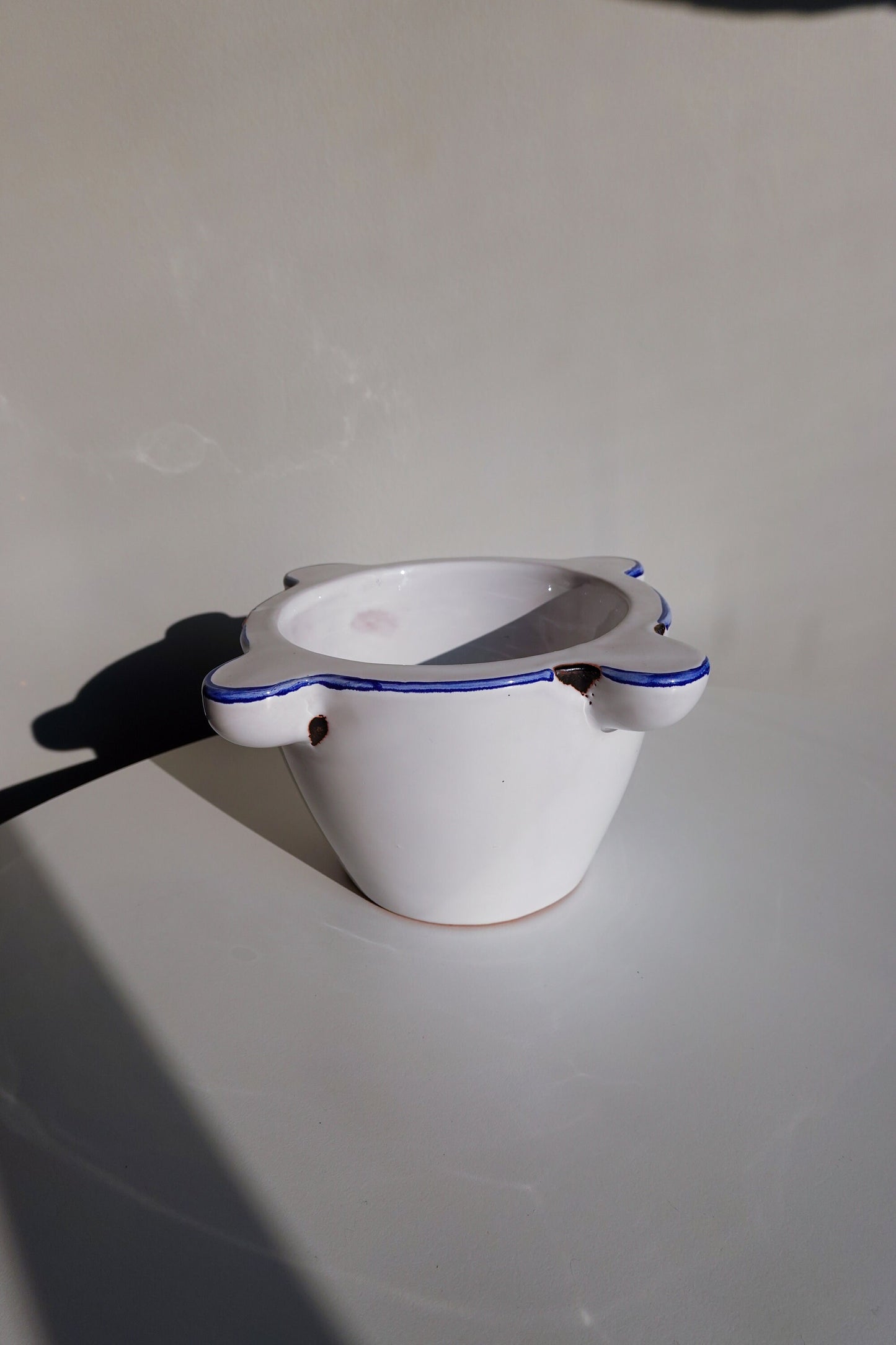 Vintage Handmade Italian Vessel - Unique Shape Bowl - Vintage Mortar - Double Walled Low Vessel - Succulent Planter Pencil Holder