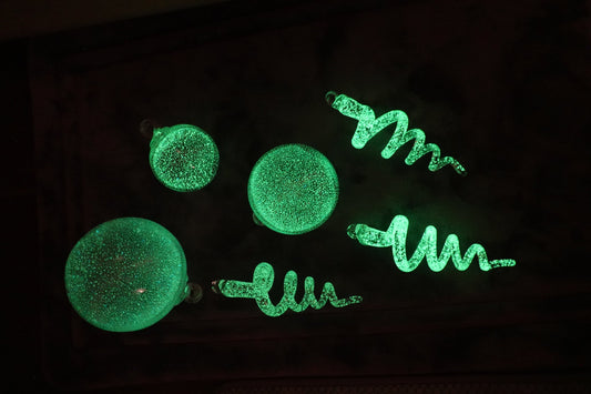 Vintage Fairy Dust Swirls, Stardust Ornaments - Glow in the Dark Hand Blown Glass Ornaments - Indoor/Outdoor - Illuminated Ornaments