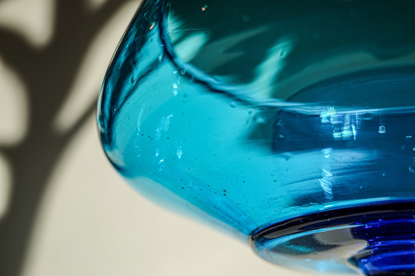 60's Peacock Blue Footed Candy Bowl - Vintage Pedestal Vessel with Controlled Bubbles - Turquoise Glass Bowl Compote