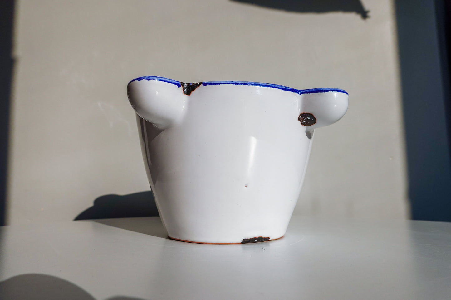 Vintage Handmade Italian Vessel - Unique Shape Bowl - Vintage Mortar - Double Walled Low Vessel - Succulent Planter Pencil Holder